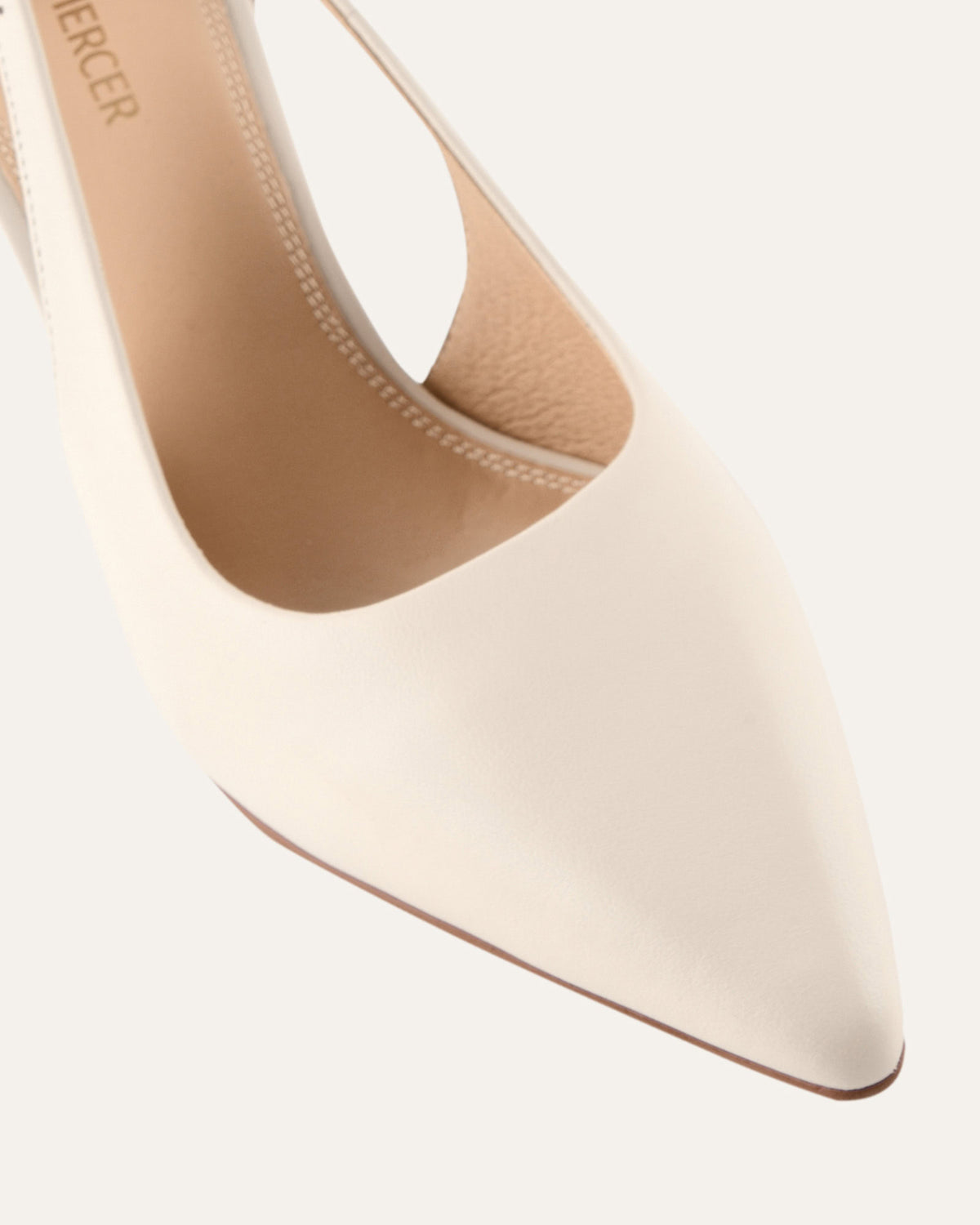 LAINEY MID HEELS OFF WHITE LEATHER