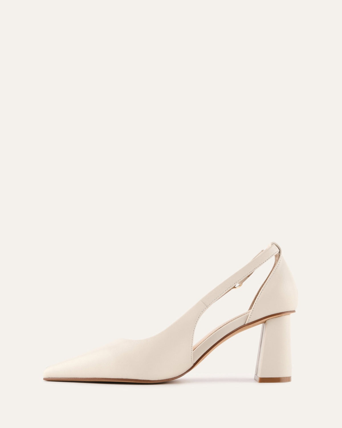 LAINEY MID HEELS OFF WHITE LEATHER