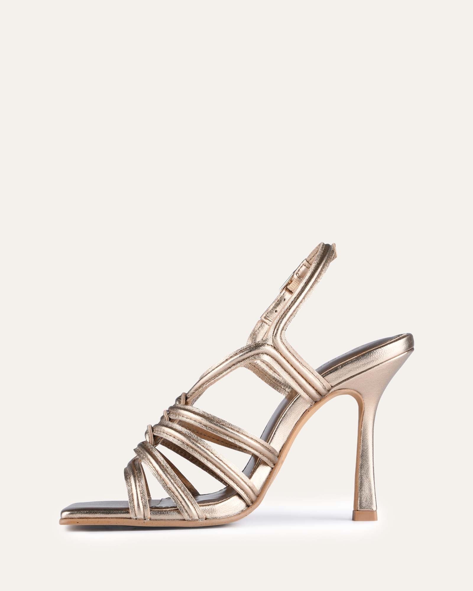 Apulia Flared Heels in Gold Metallic | Hannahs