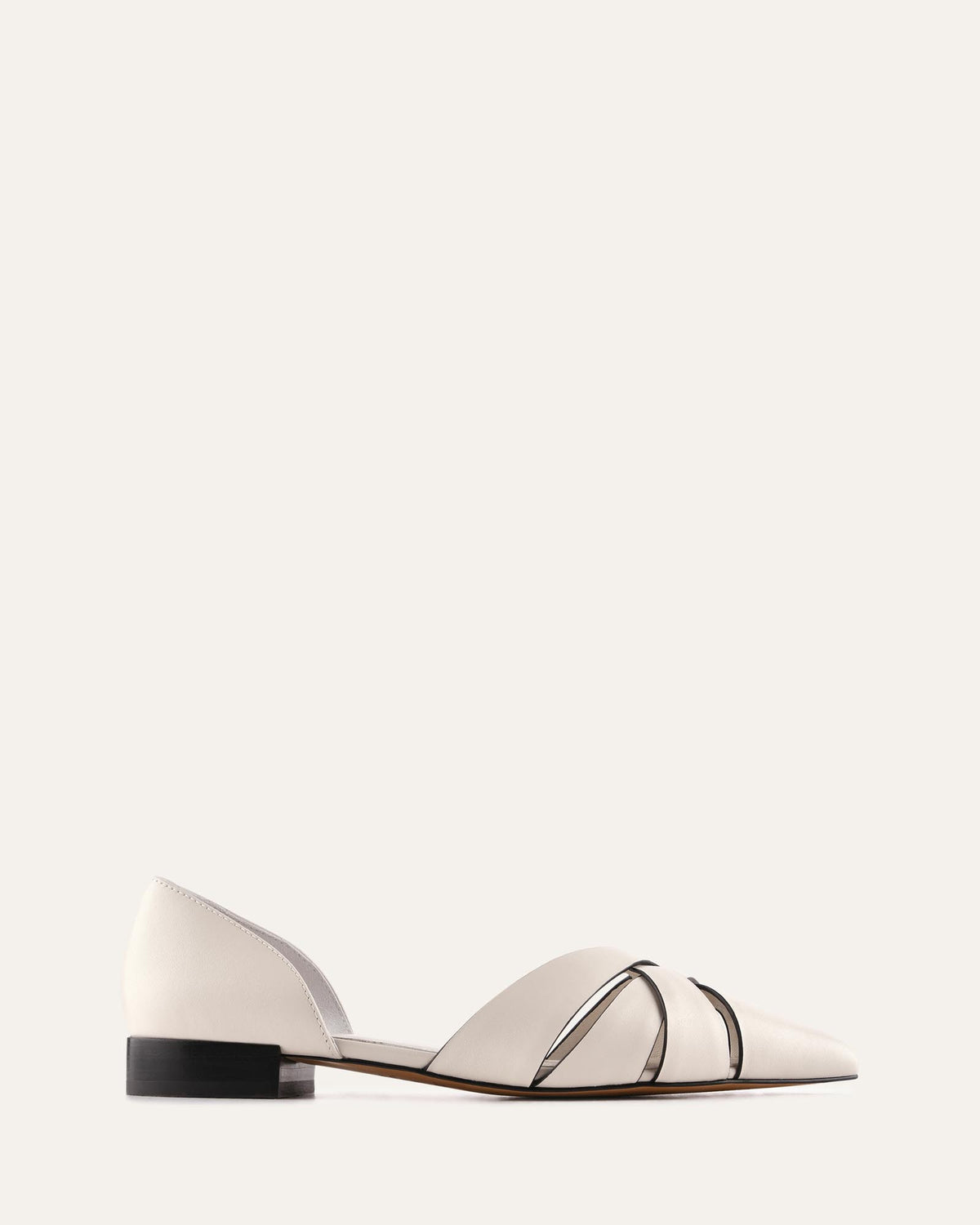 LIZZIE DRESS FLATS MILK WHITE LEATHER