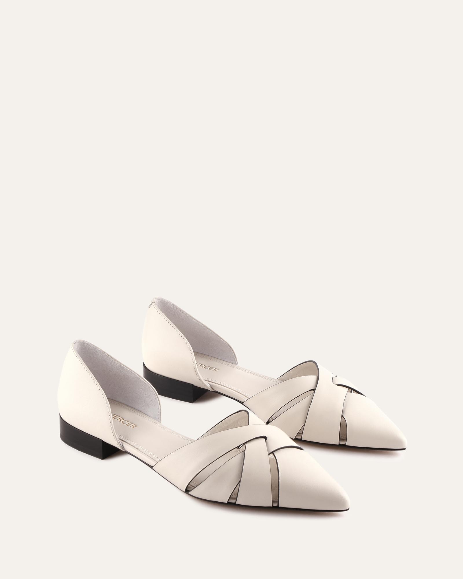 LIZZIE DRESS FLATS MILK WHITE LEATHER
