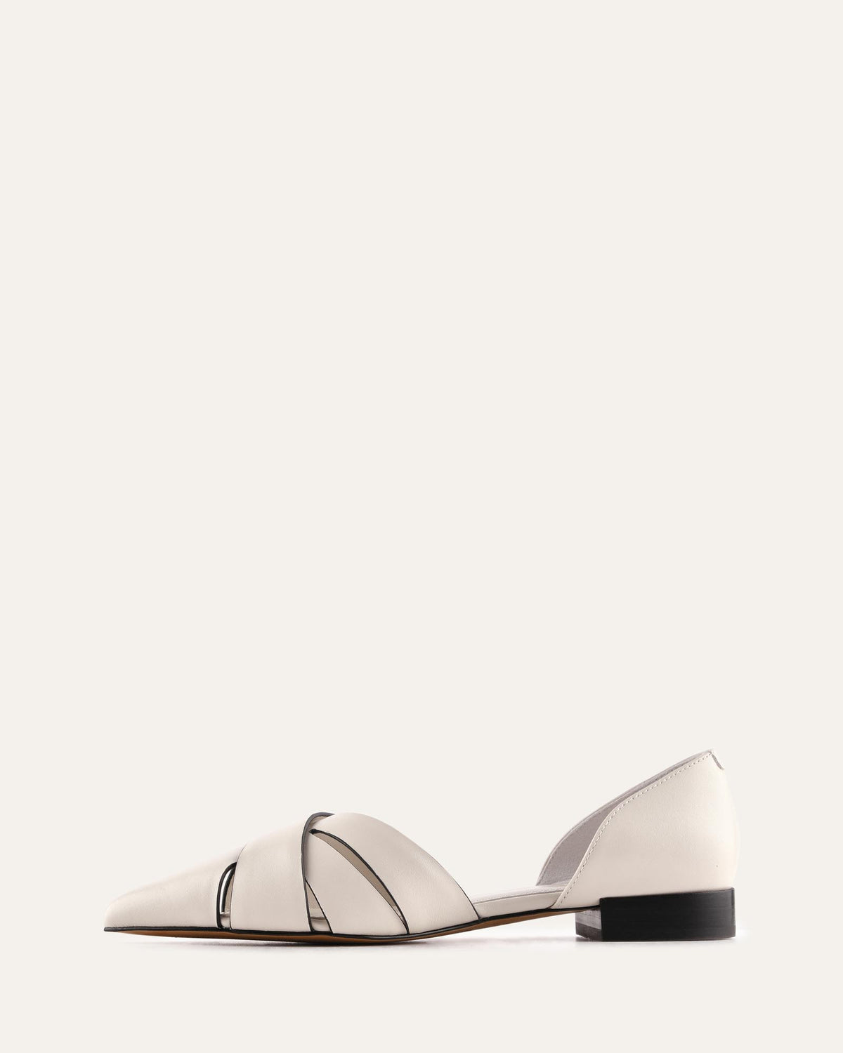 LIZZIE DRESS FLATS MILK WHITE LEATHER