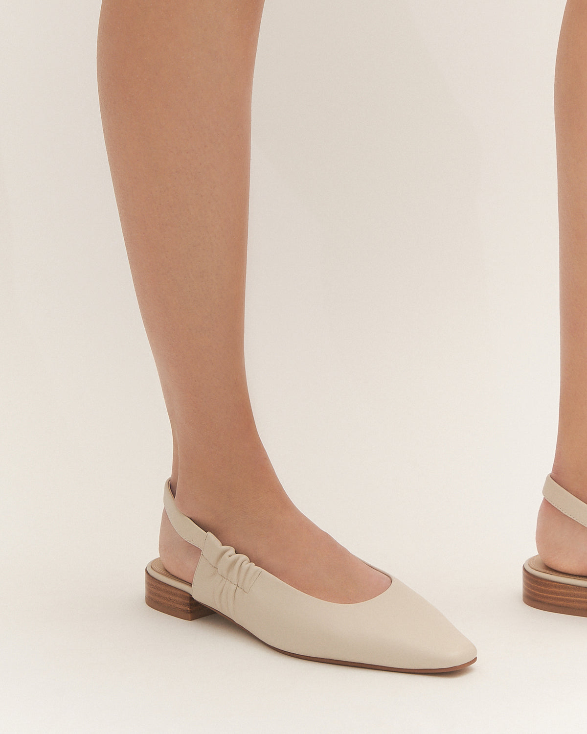 LOGAN DRESS FLATS OFF WHITE LEATHER