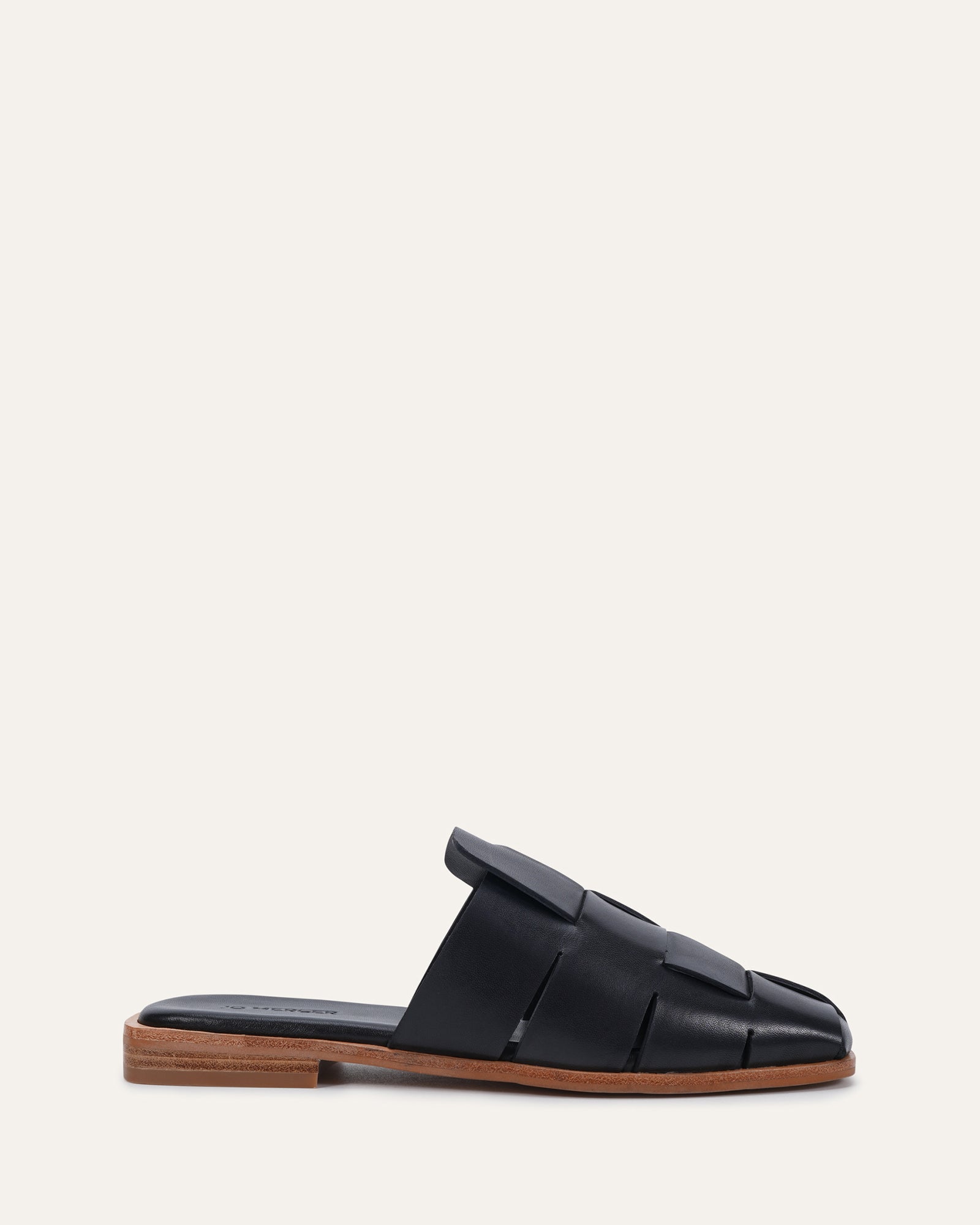 LOPEZ CASUAL SLIDES BLACK LEATHER