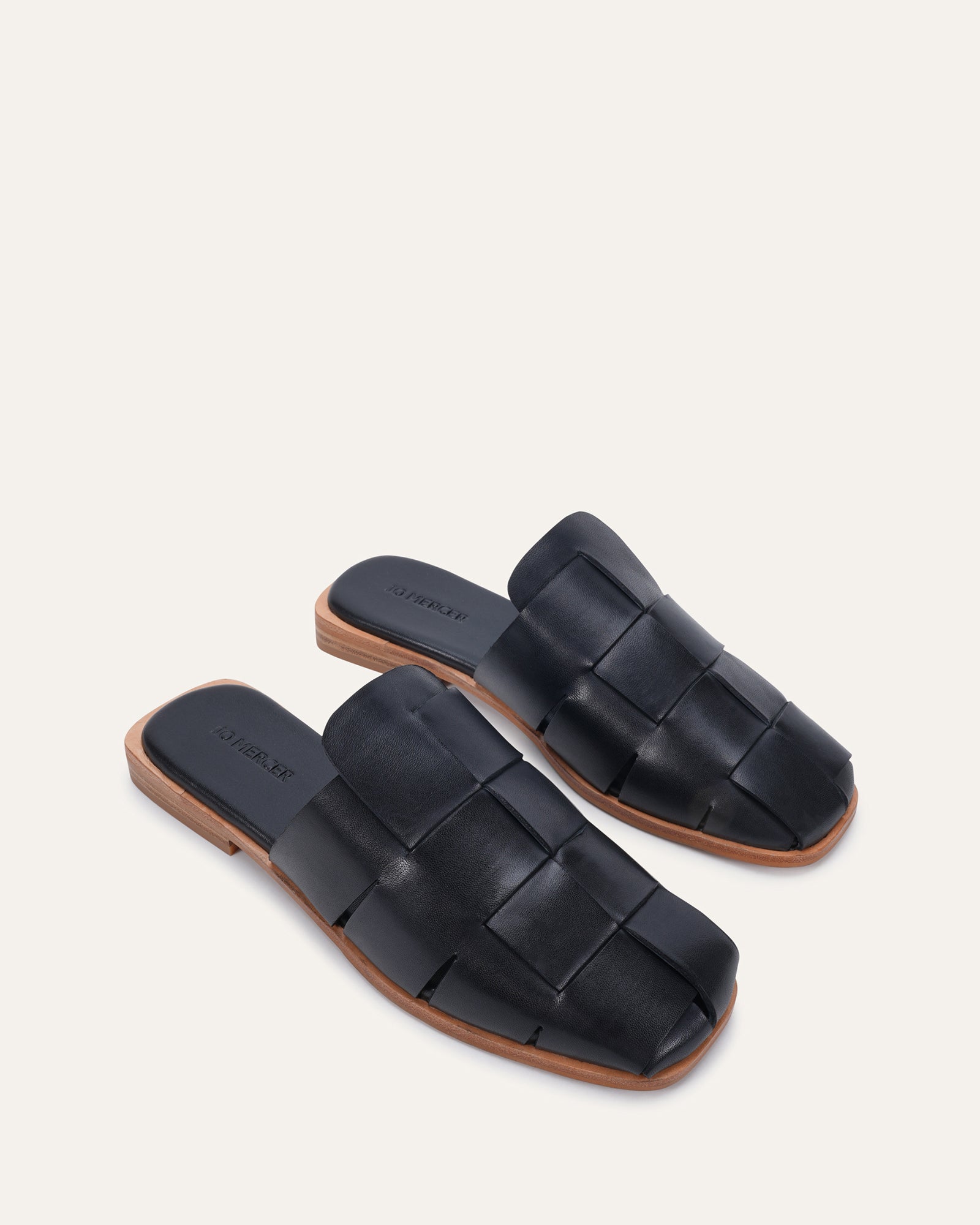 LOPEZ CASUAL SLIDES BLACK LEATHER image