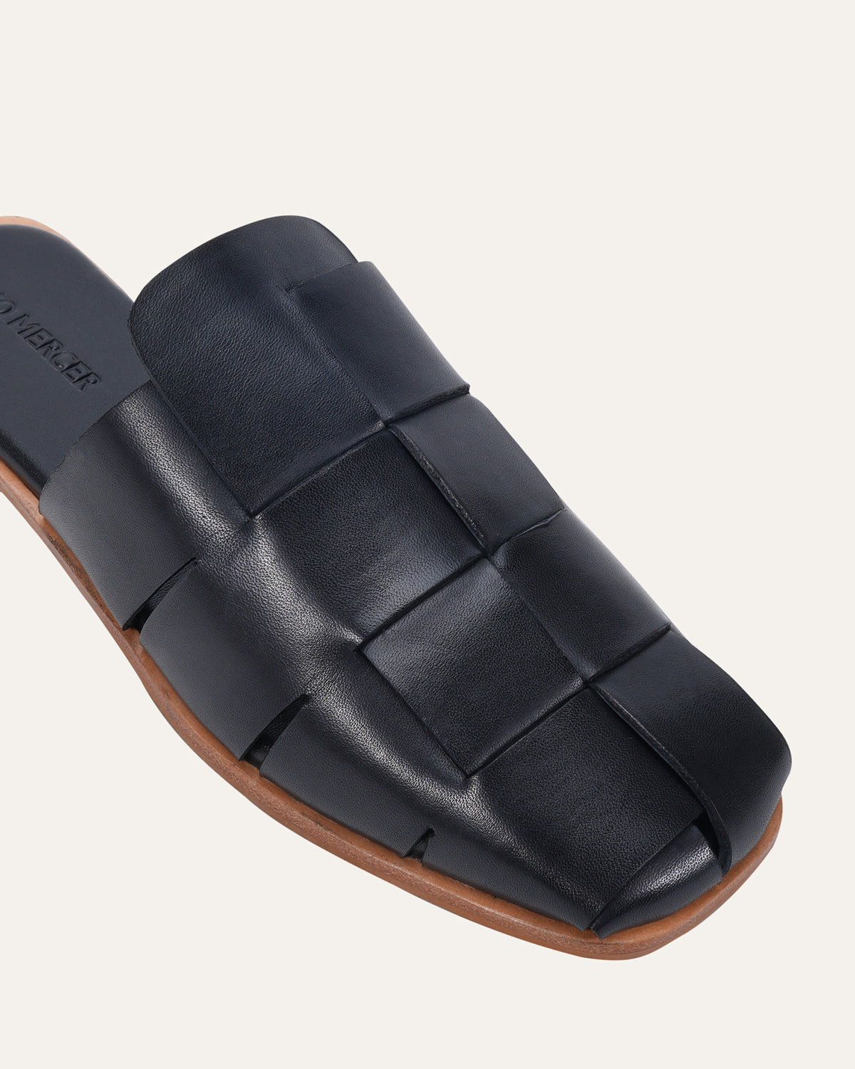 LOPEZ CASUAL SLIDES BLACK LEATHER