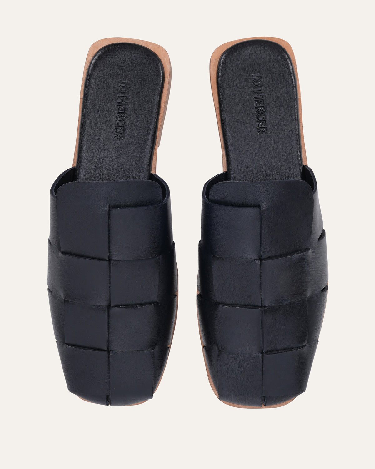 LOPEZ CASUAL SLIDES BLACK LEATHER