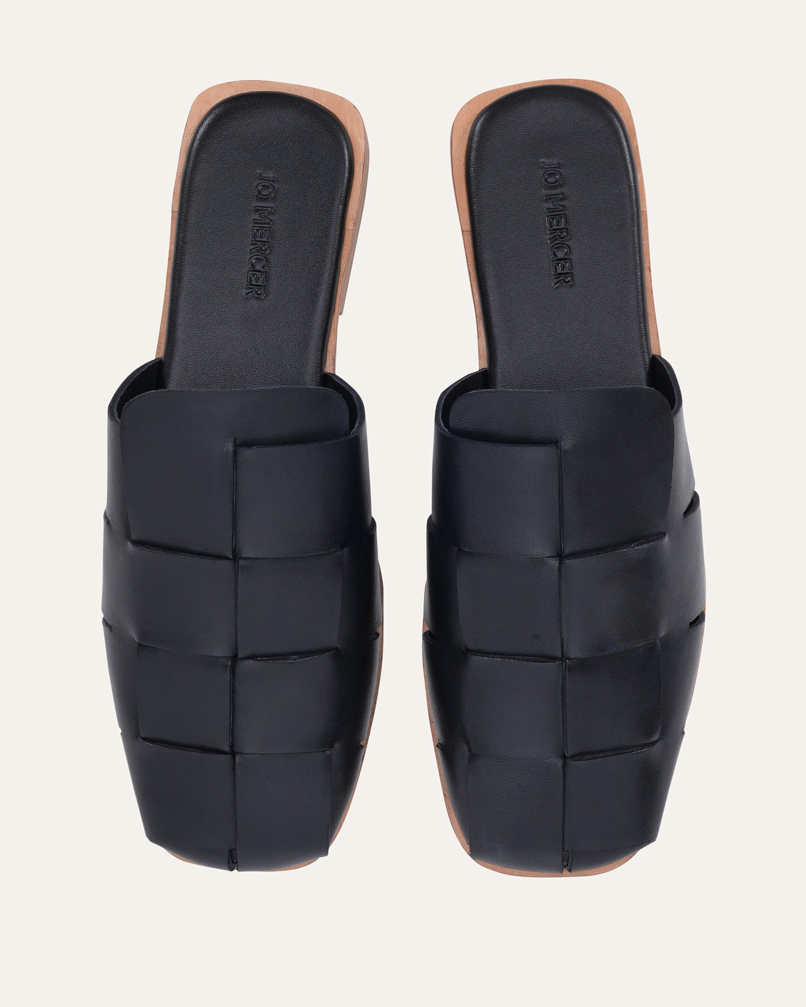 LOPEZ CASUAL SLIDES BLACK LEATHER image
