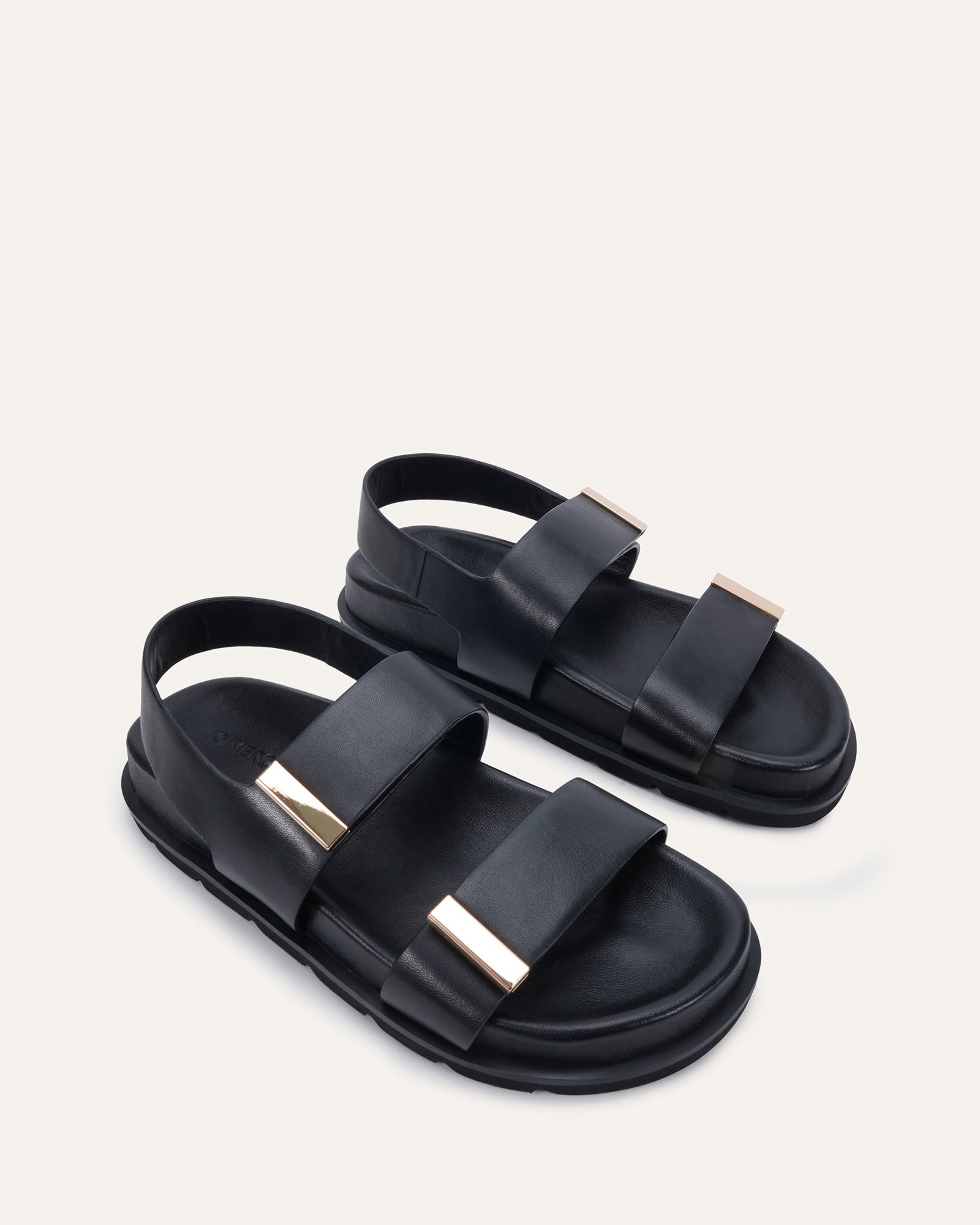 LORENA FLAT SANDALS BLACK LEATHER image