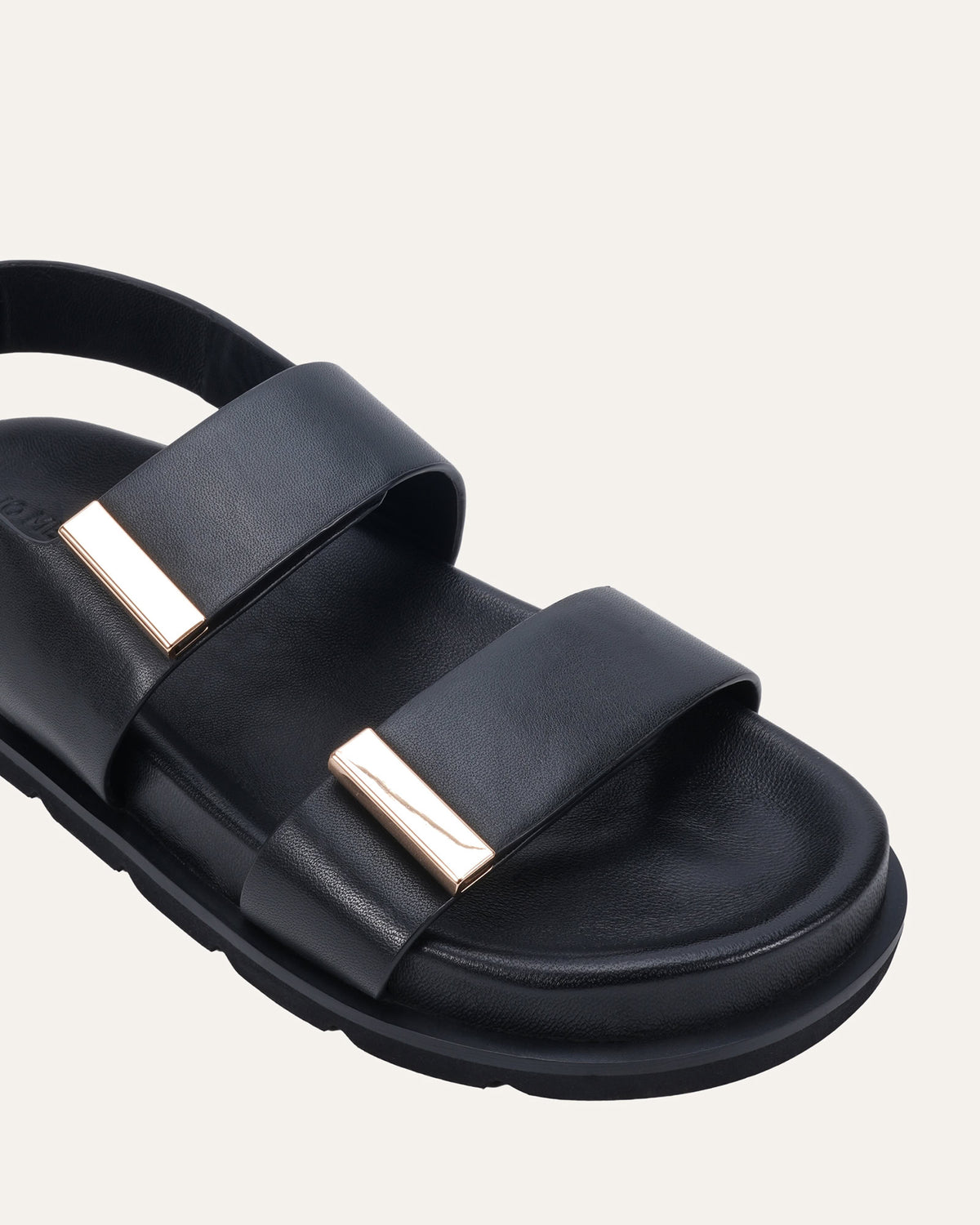 LORENA FLAT SANDALS BLACK LEATHER