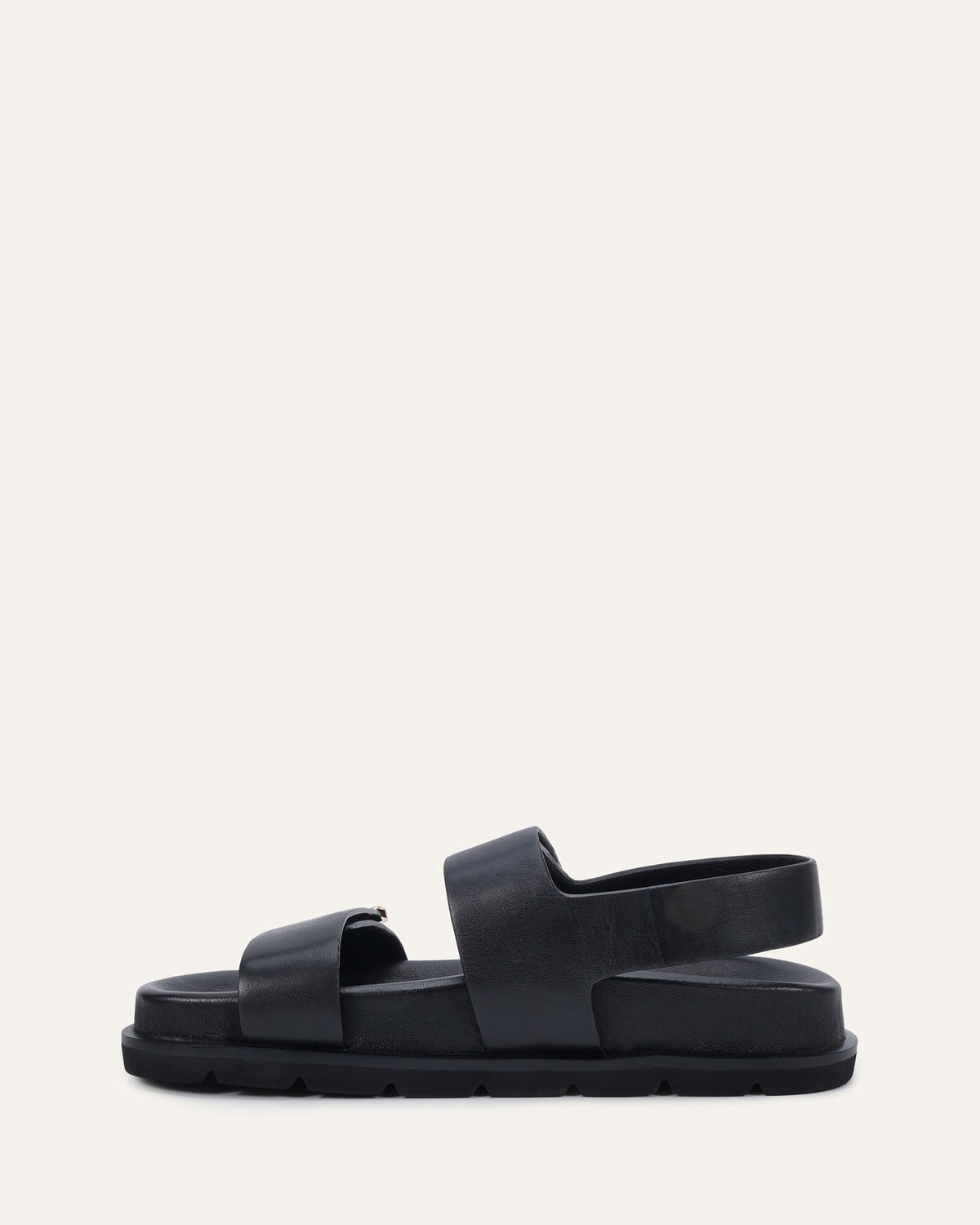 LORENA FLAT SANDALS BLACK LEATHER