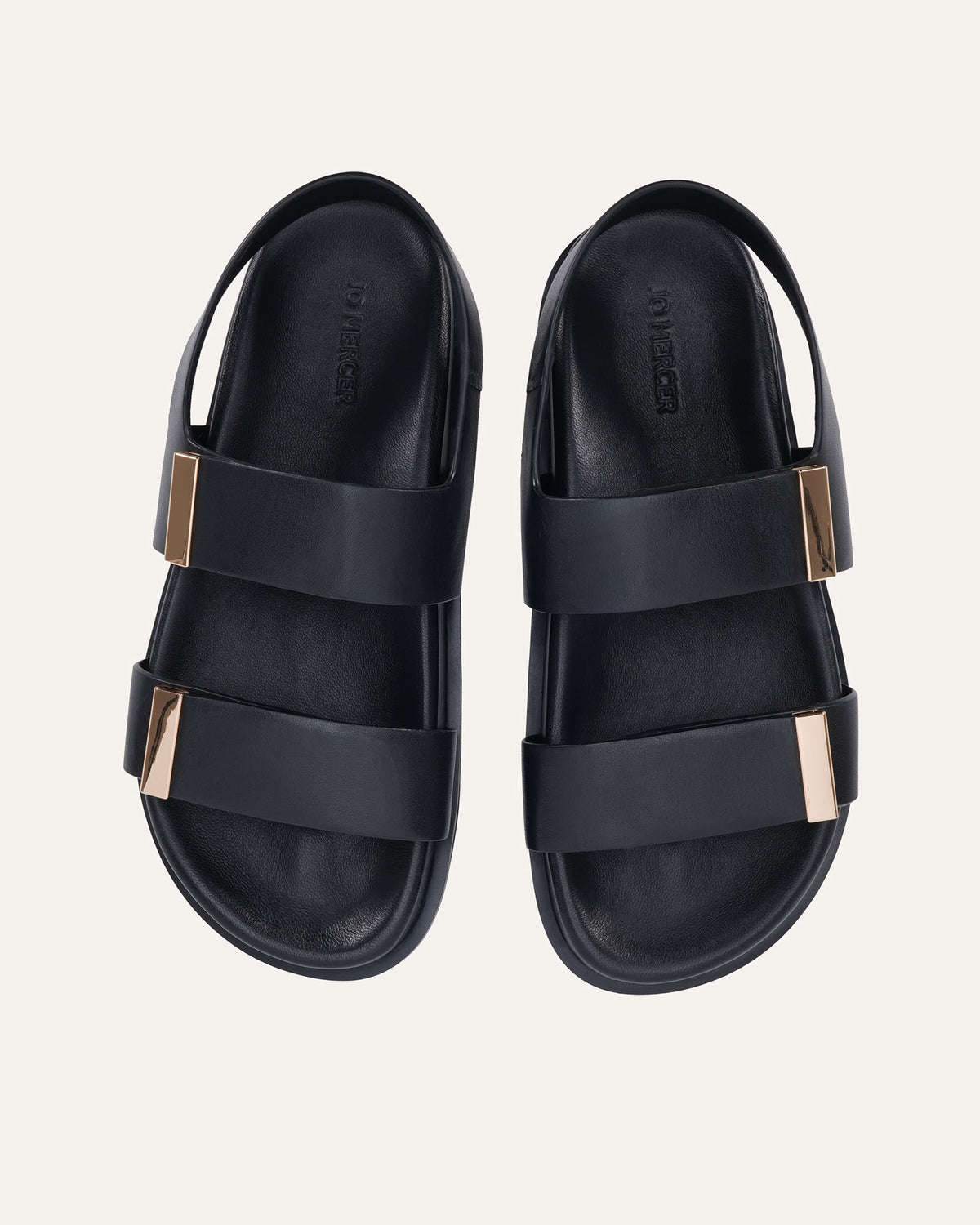 LORENA FLAT SANDALS BLACK LEATHER