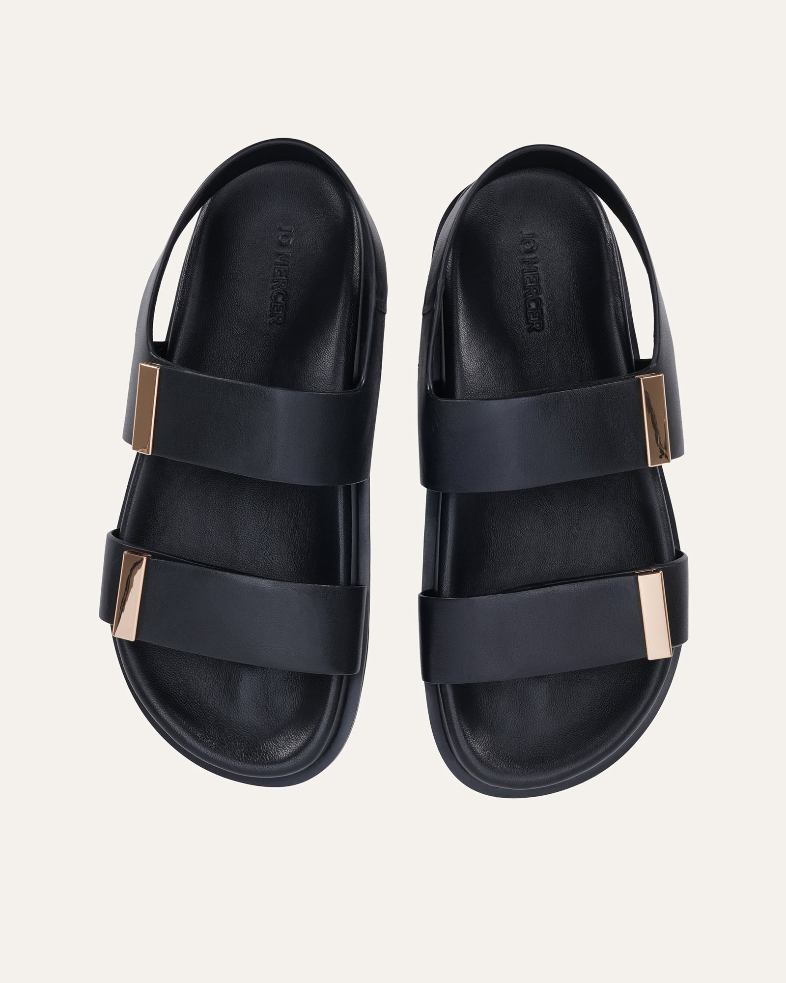 LORENA FLAT SANDALS BLACK LEATHER image