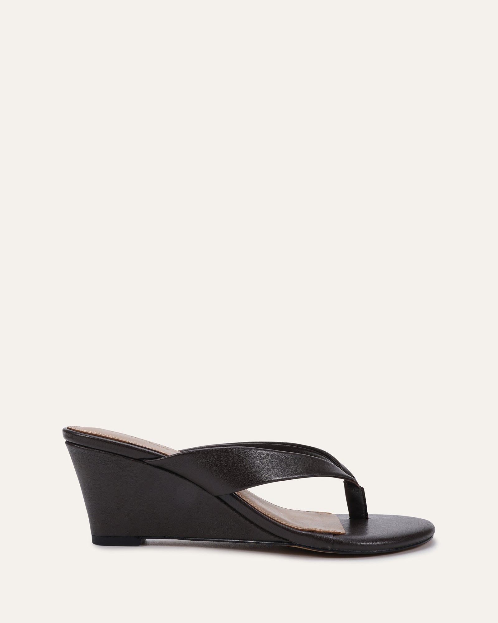 LOU MID WEDGE SANDALS CHOCOLATE LEATHER