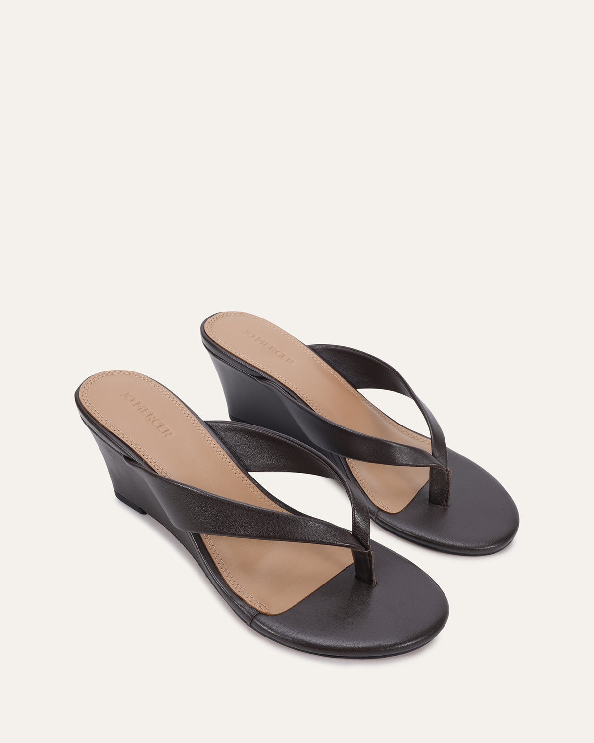 LOU MID WEDGE SANDALS CHOCOLATE LEATHER
