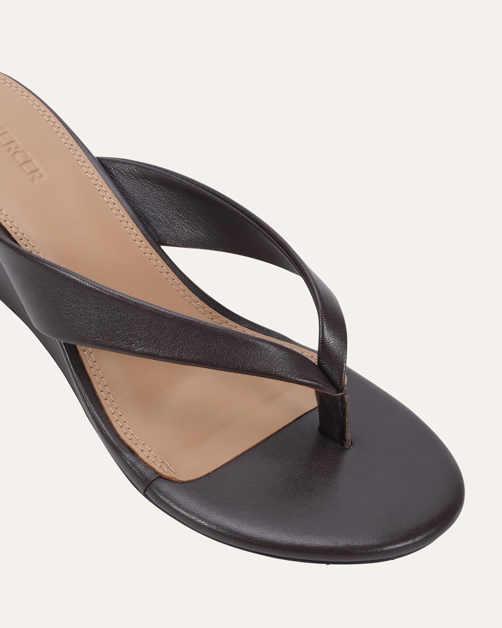 LOU MID WEDGE SANDALS CHOCOLATE LEATHER image