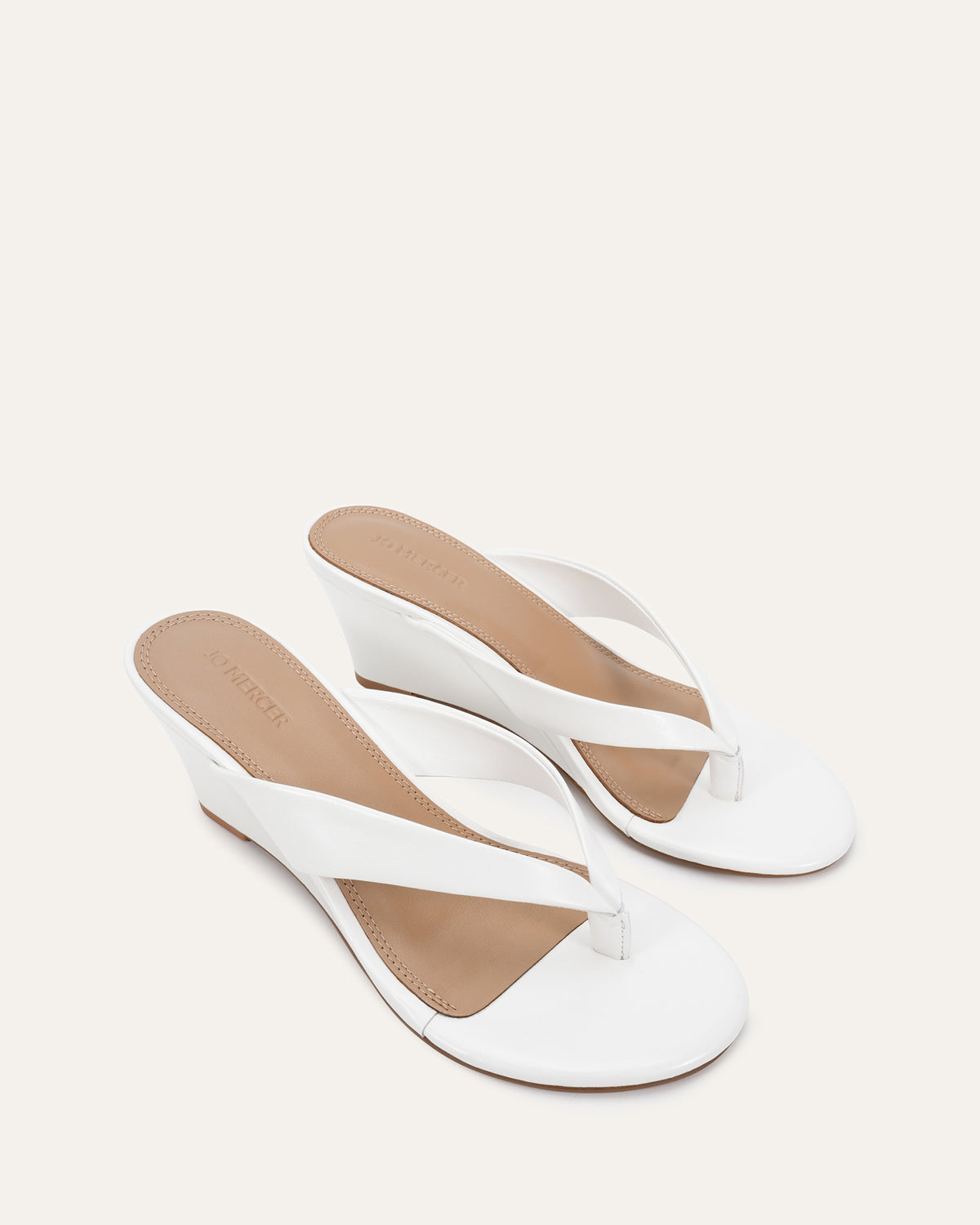 LOU MID WEDGE SANDALS WHITE LEATHER