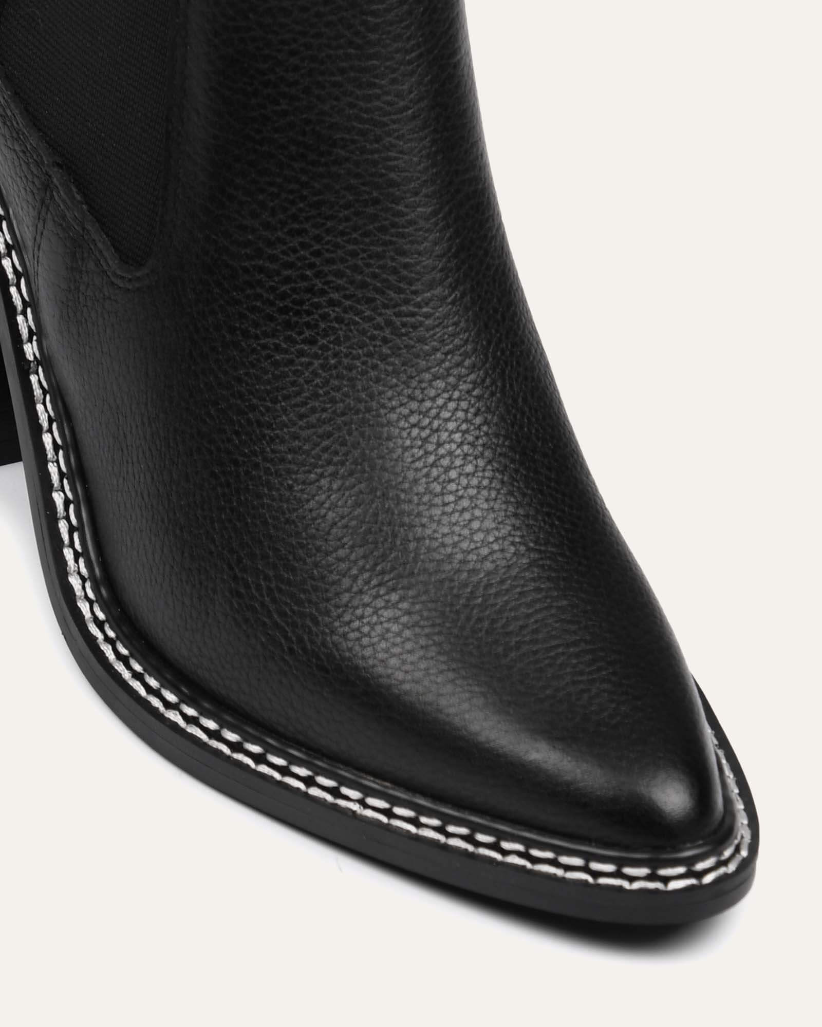 LUXE HIGH ANKLE BOOTS BLACK LEATHER image