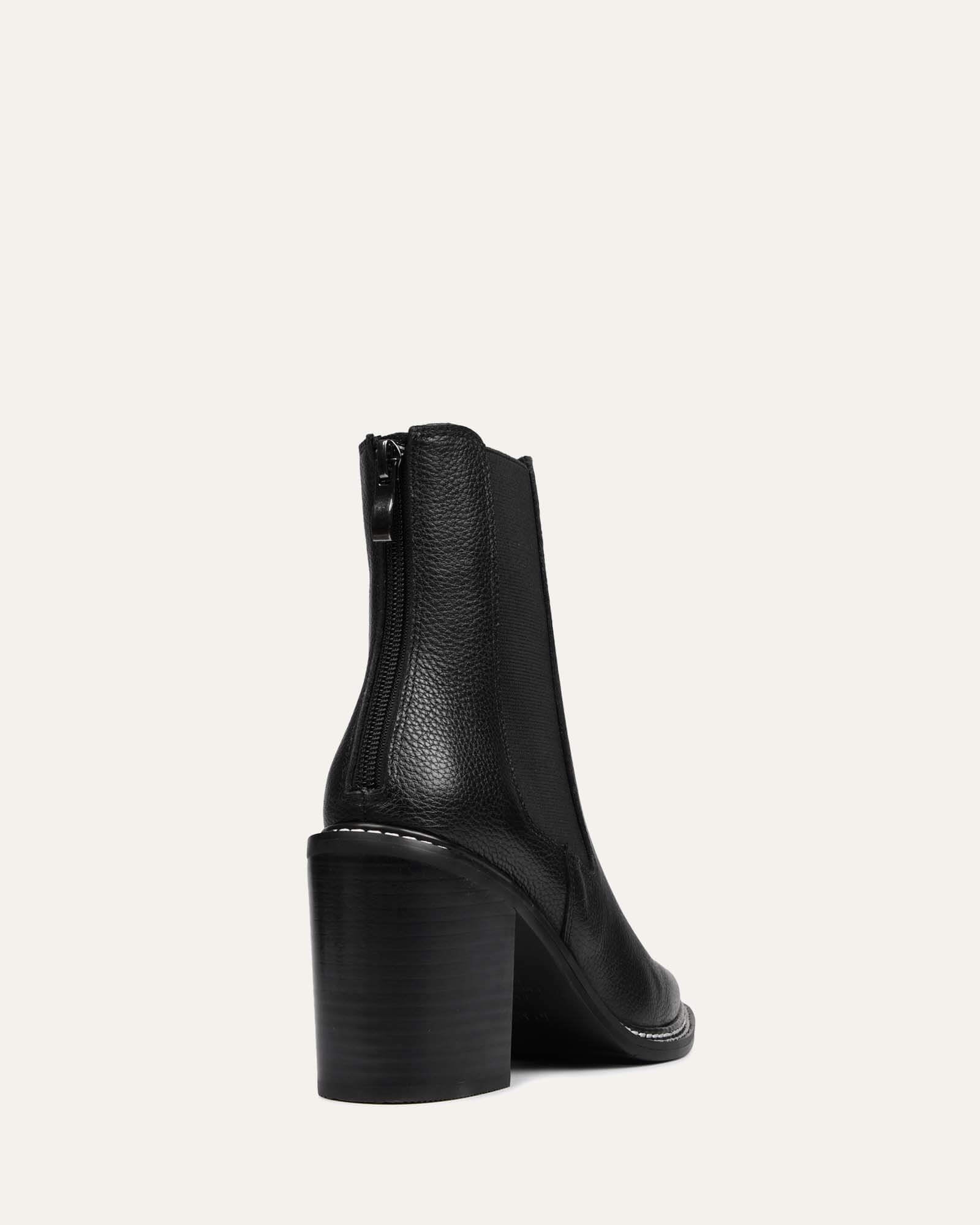 LUXE HIGH ANKLE BOOTS BLACK LEATHER image