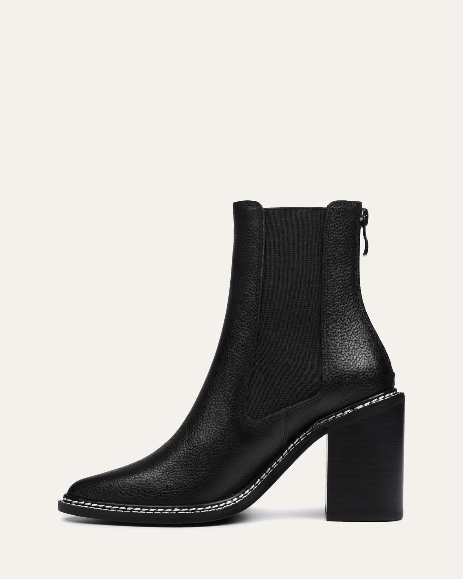 LUXE HIGH ANKLE BOOTS BLACK LEATHER image