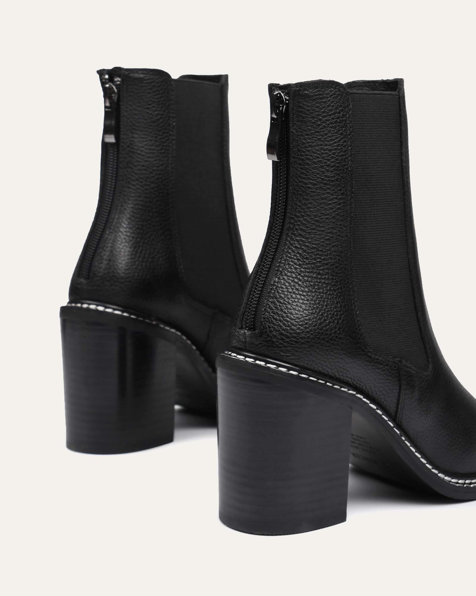 LUXE HIGH ANKLE BOOTS BLACK LEATHER image