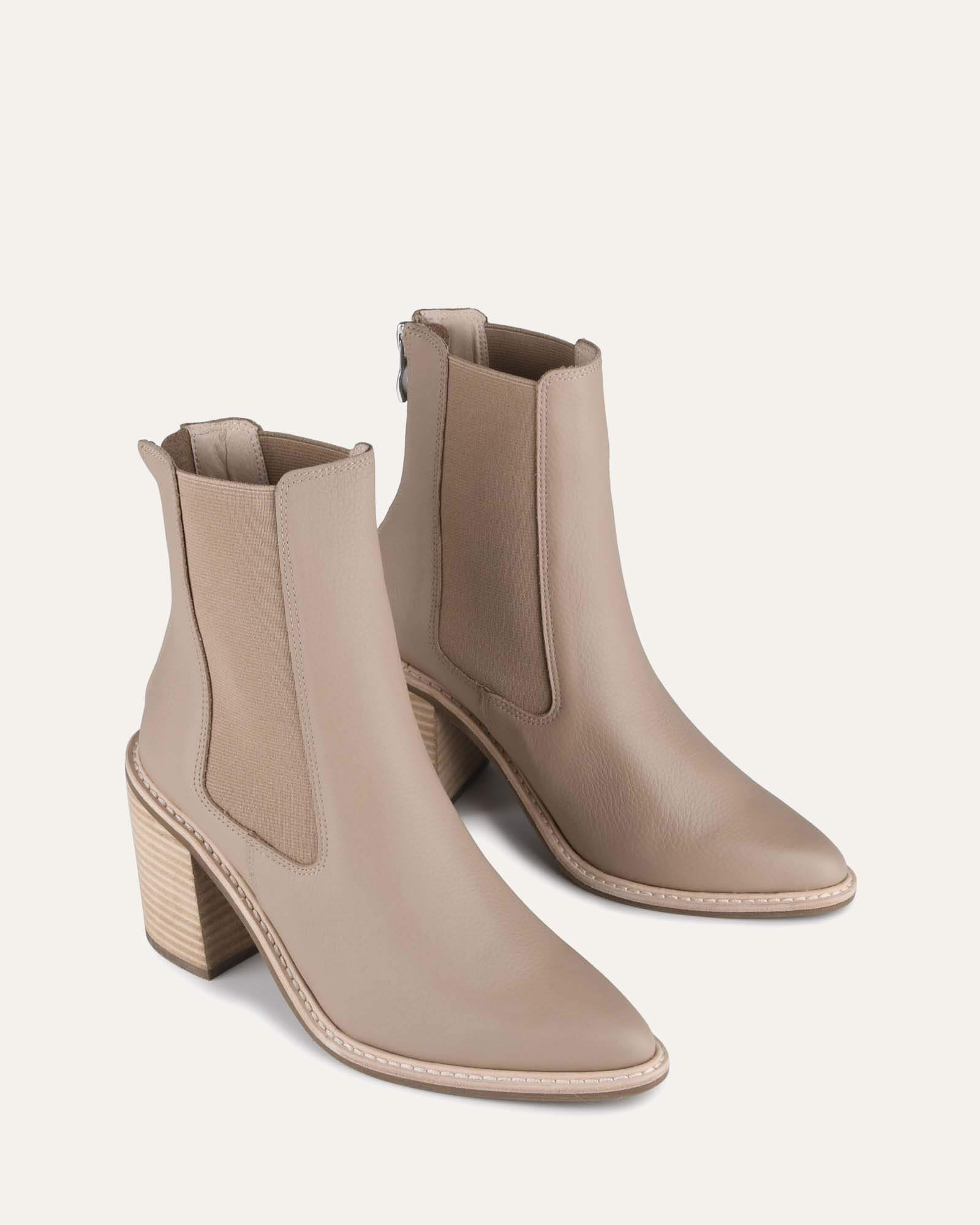 LUXE HIGH ANKLE BOOTS TAUPE LEATHER image