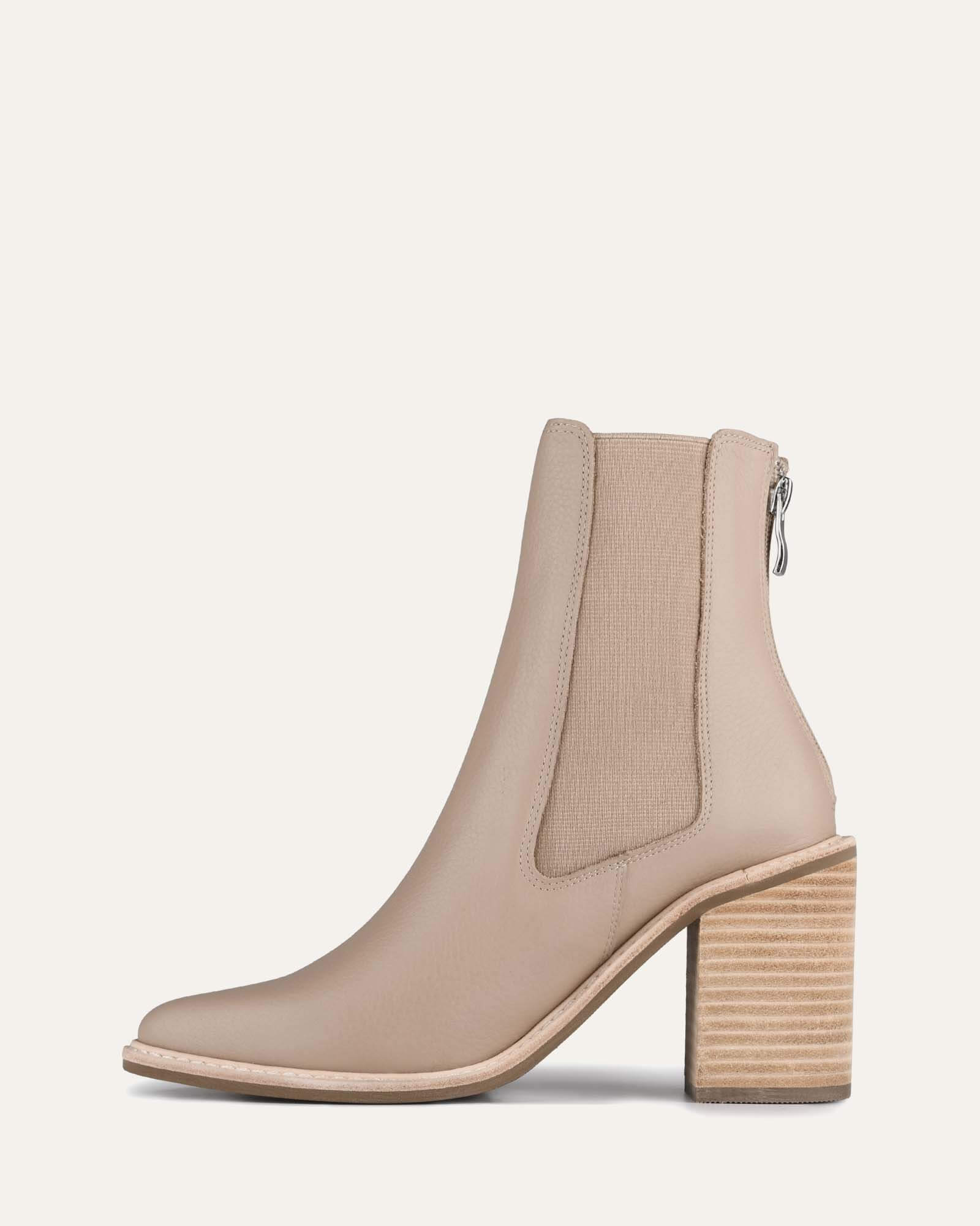 LUXE HIGH ANKLE BOOTS TAUPE LEATHER image