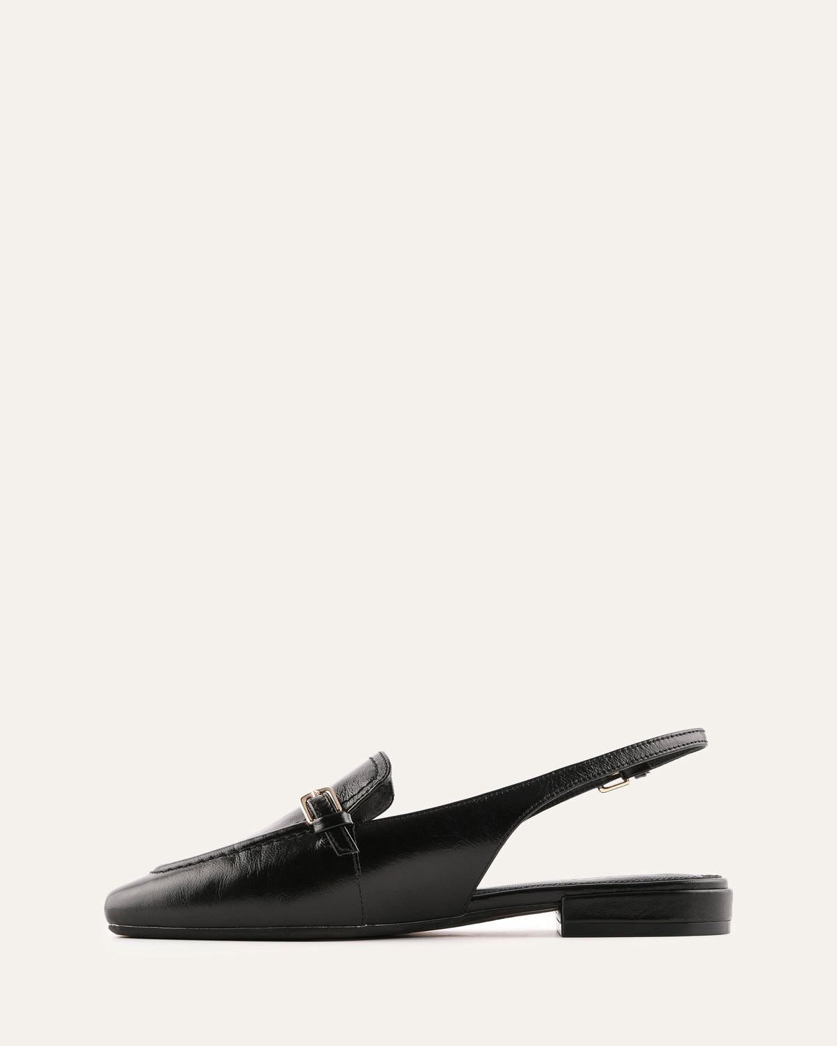 Black loafer shoe on a white background