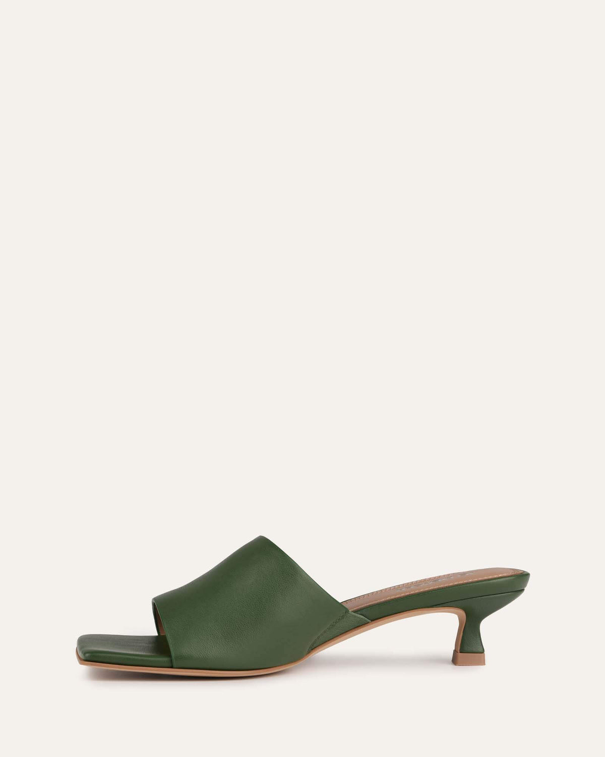 MAEVE MID HEEL SANDALS MOSS GREEN LEATHER