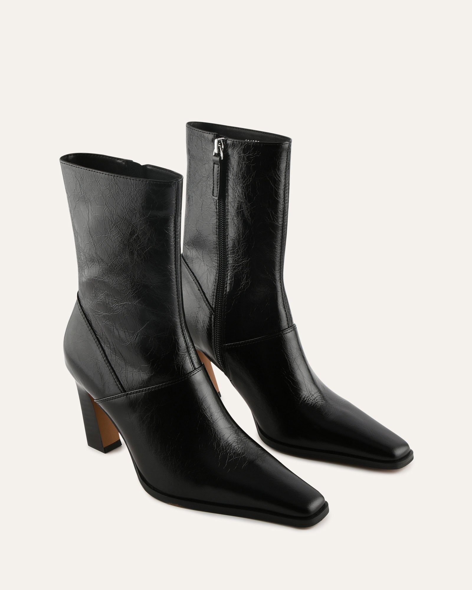 MAISY HIGH ANKLE BOOTS BLACK LEATHER image