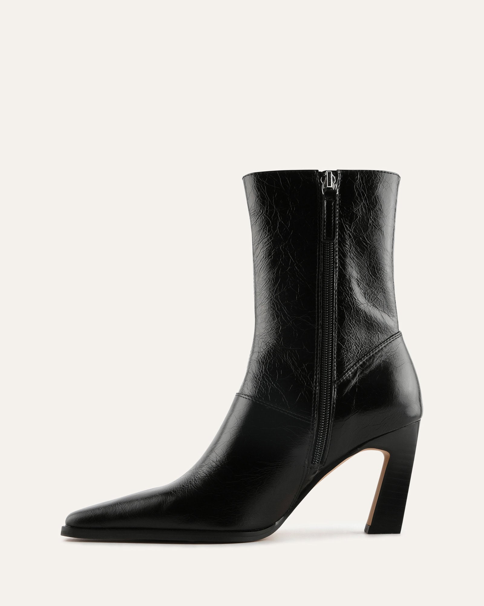 MAISY HIGH ANKLE BOOTS BLACK LEATHER image