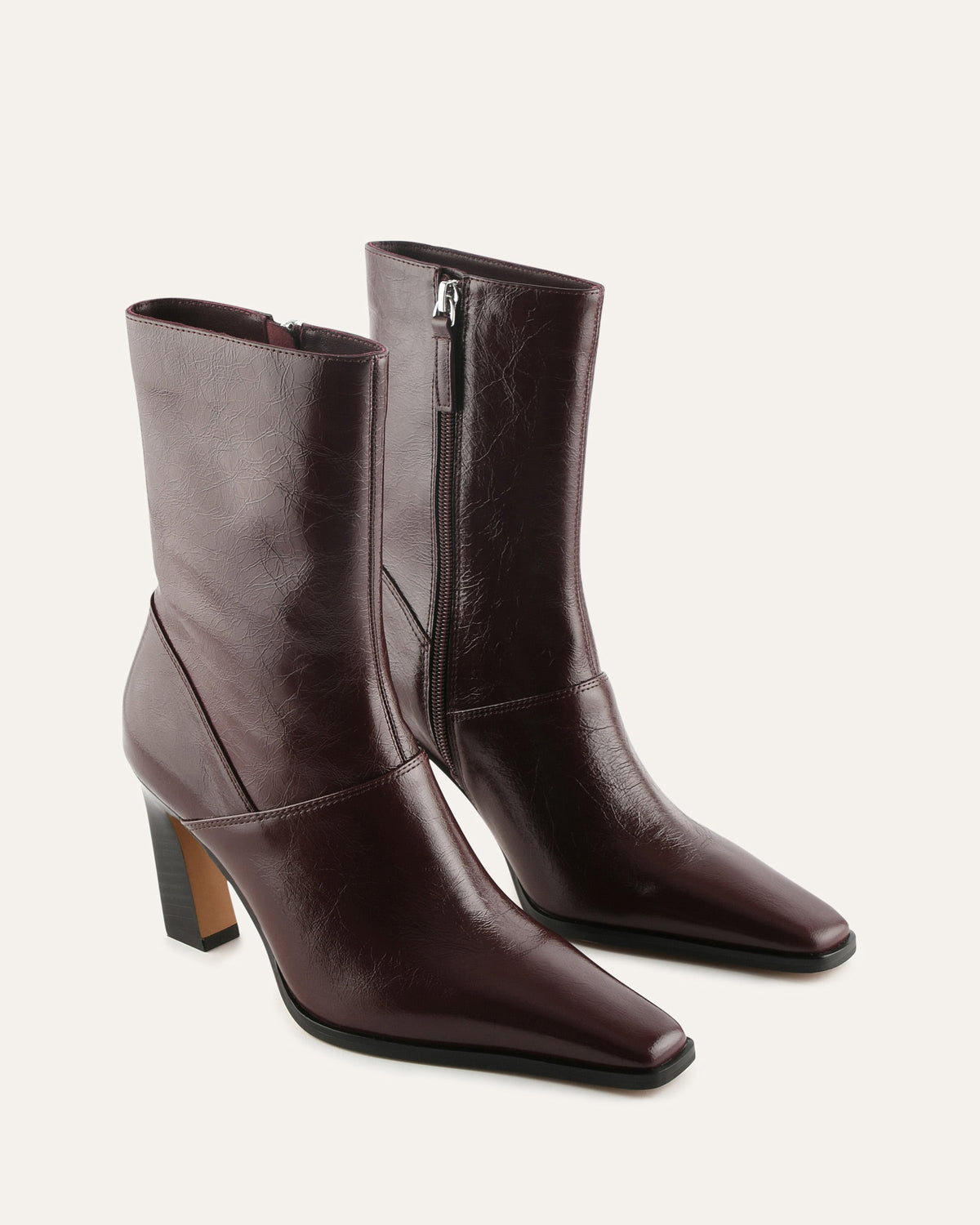 MAISY HIGH ANKLE BOOTS MERLOT LEATHER