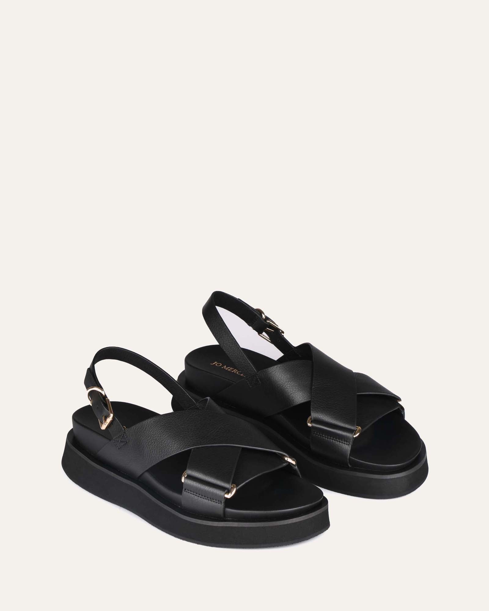 MARLEY FLAT SANDALS BLACK LEATHER image
