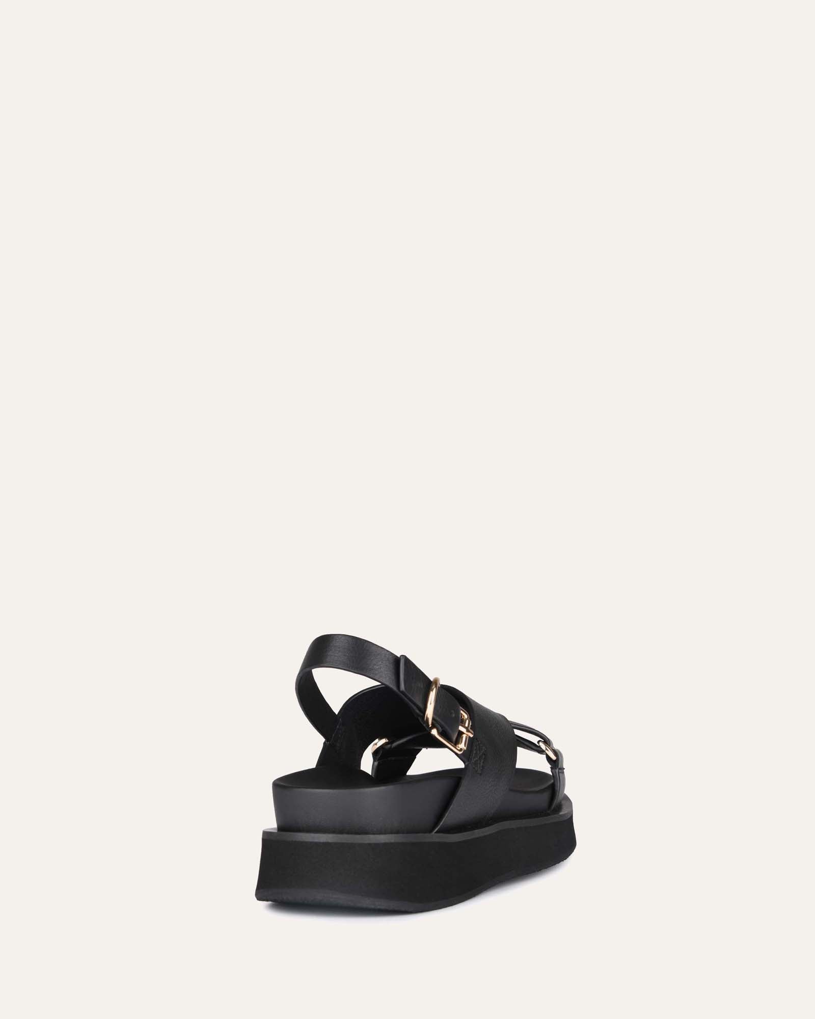 MARLEY FLAT SANDALS BLACK LEATHER image