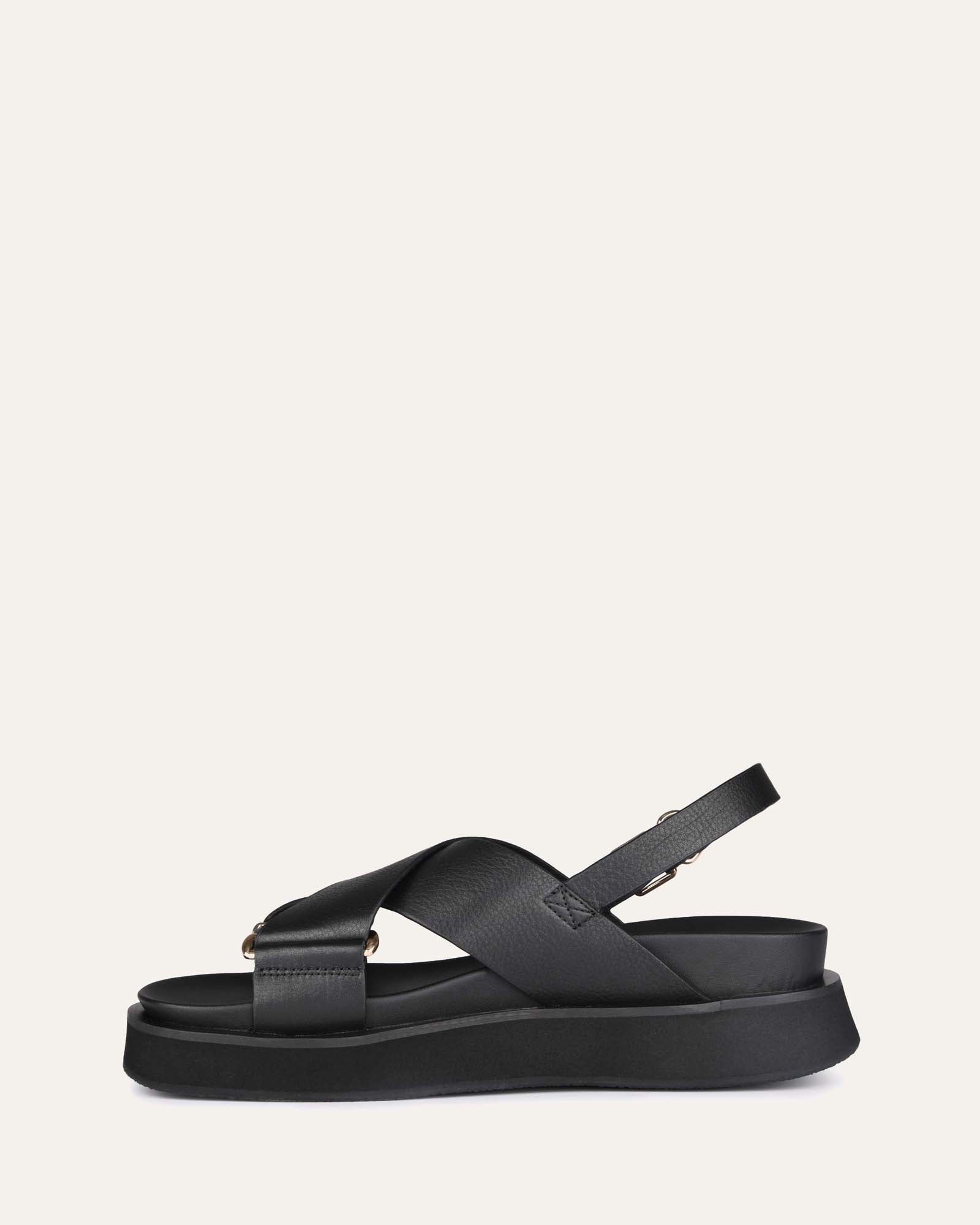 MARLEY FLAT SANDALS BLACK LEATHER image