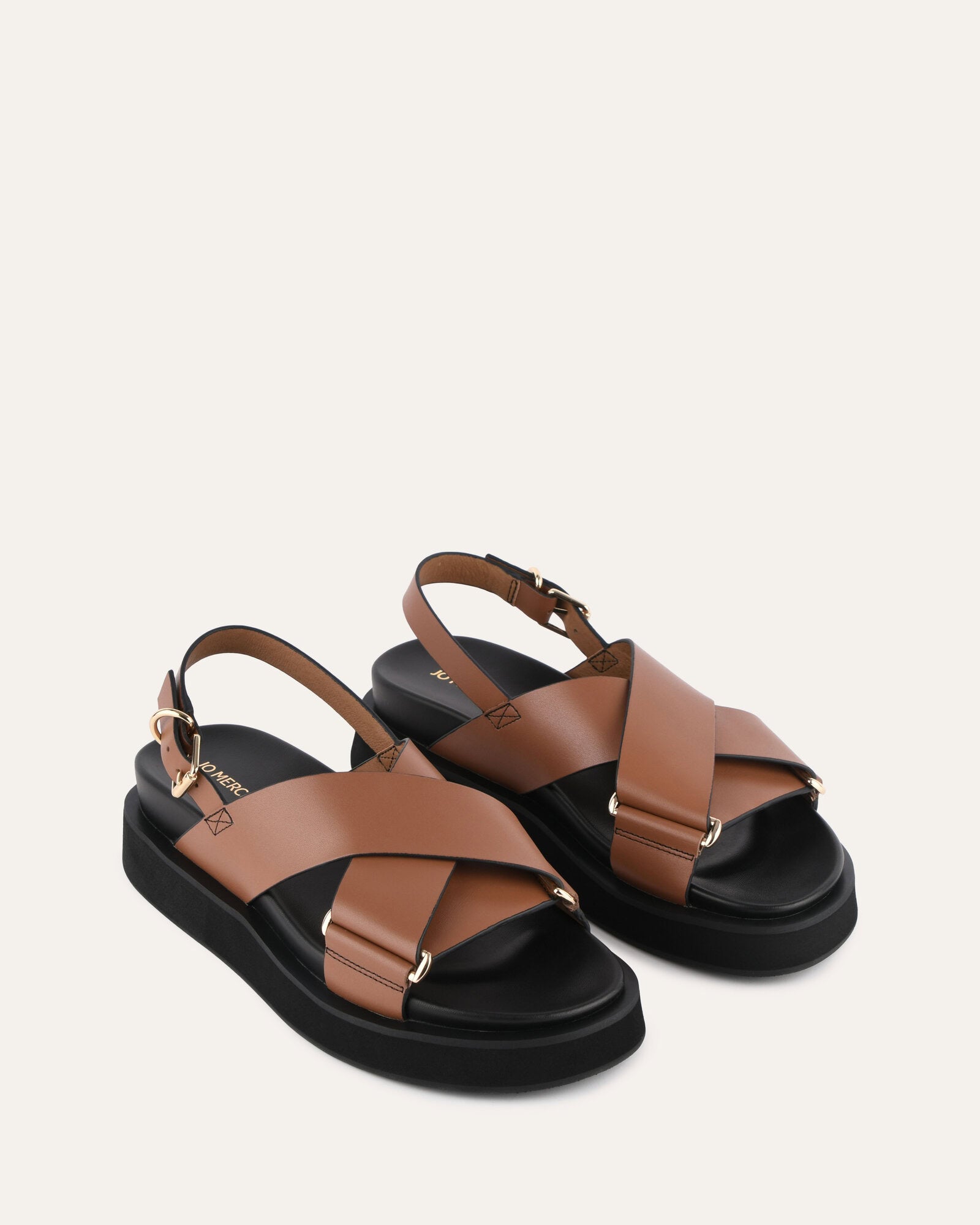 MARLEY FLAT SANDALS DARK TAN LEATHER image