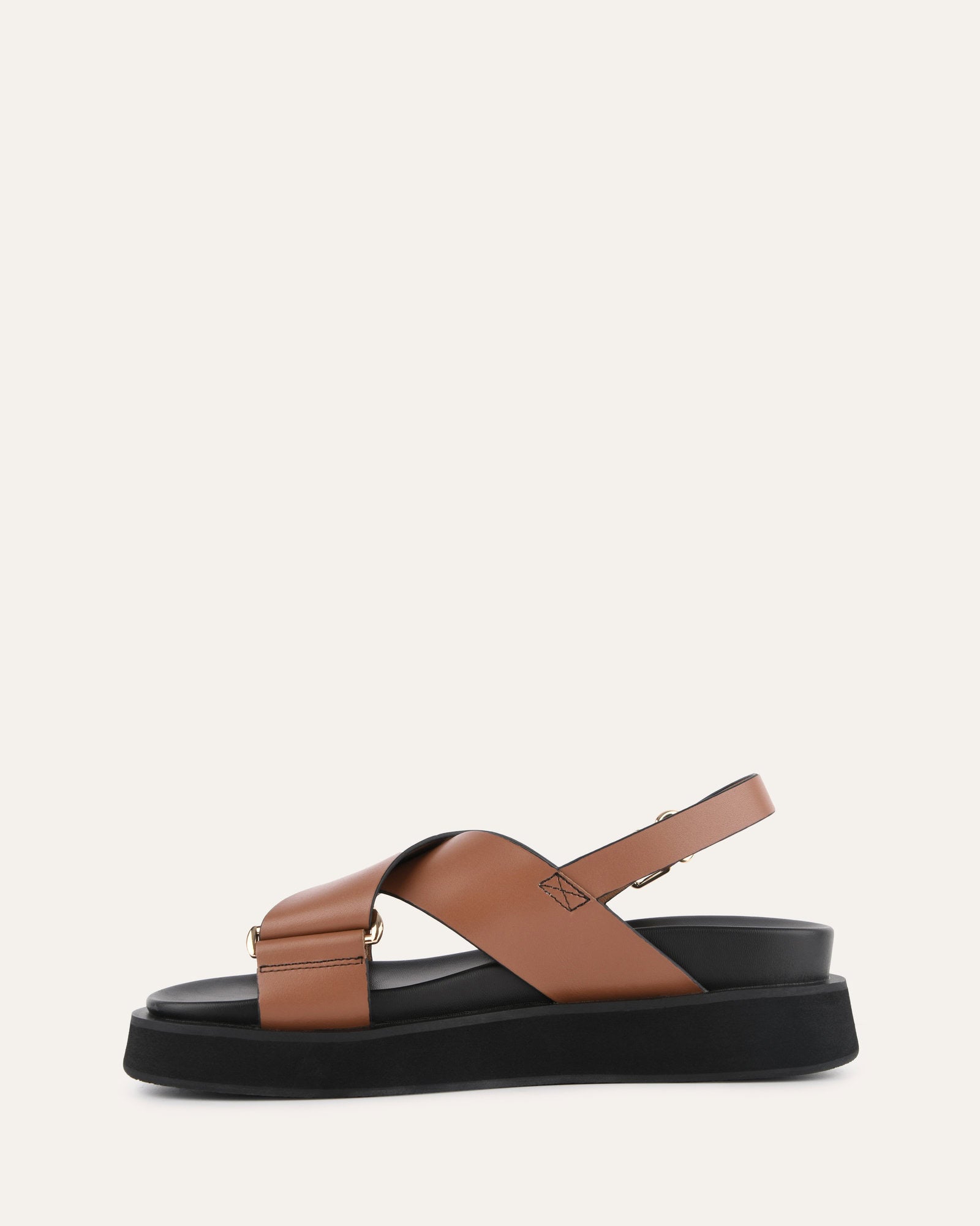 MARLEY FLAT SANDALS DARK TAN LEATHER image