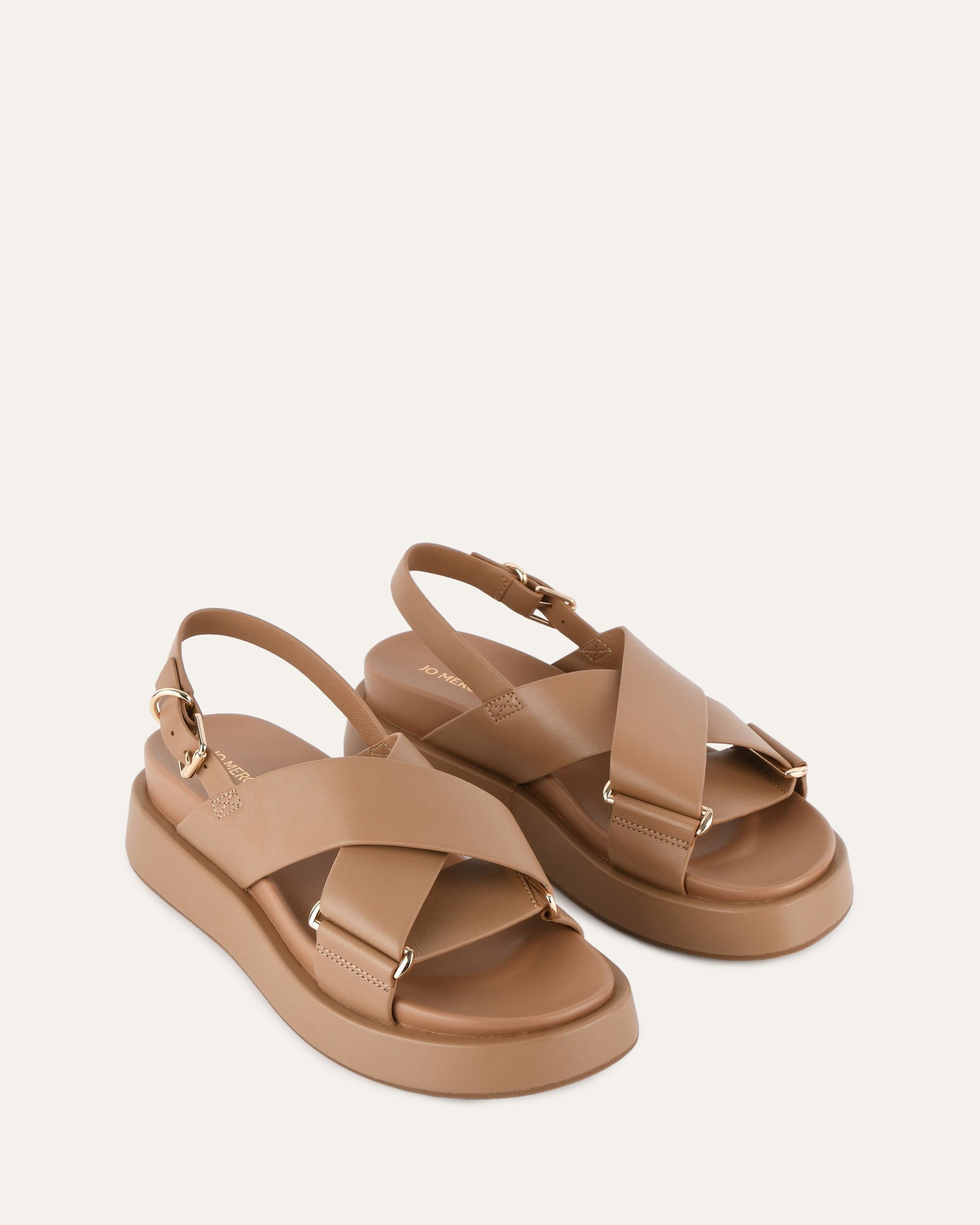 MARLEY FLAT SANDALS TAN LEATHER image