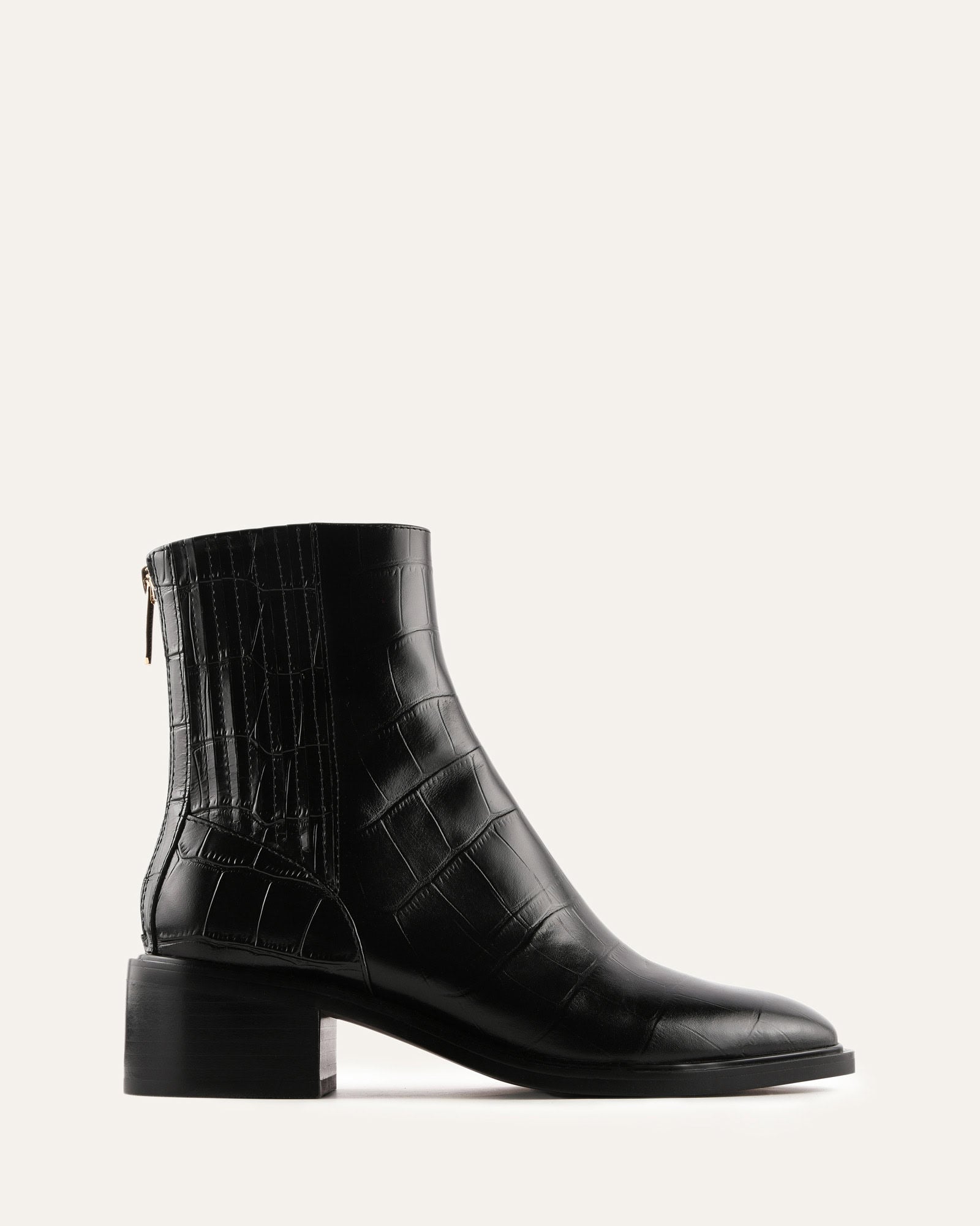 MASON FLAT ANKLE BOOTS BLACK CROC