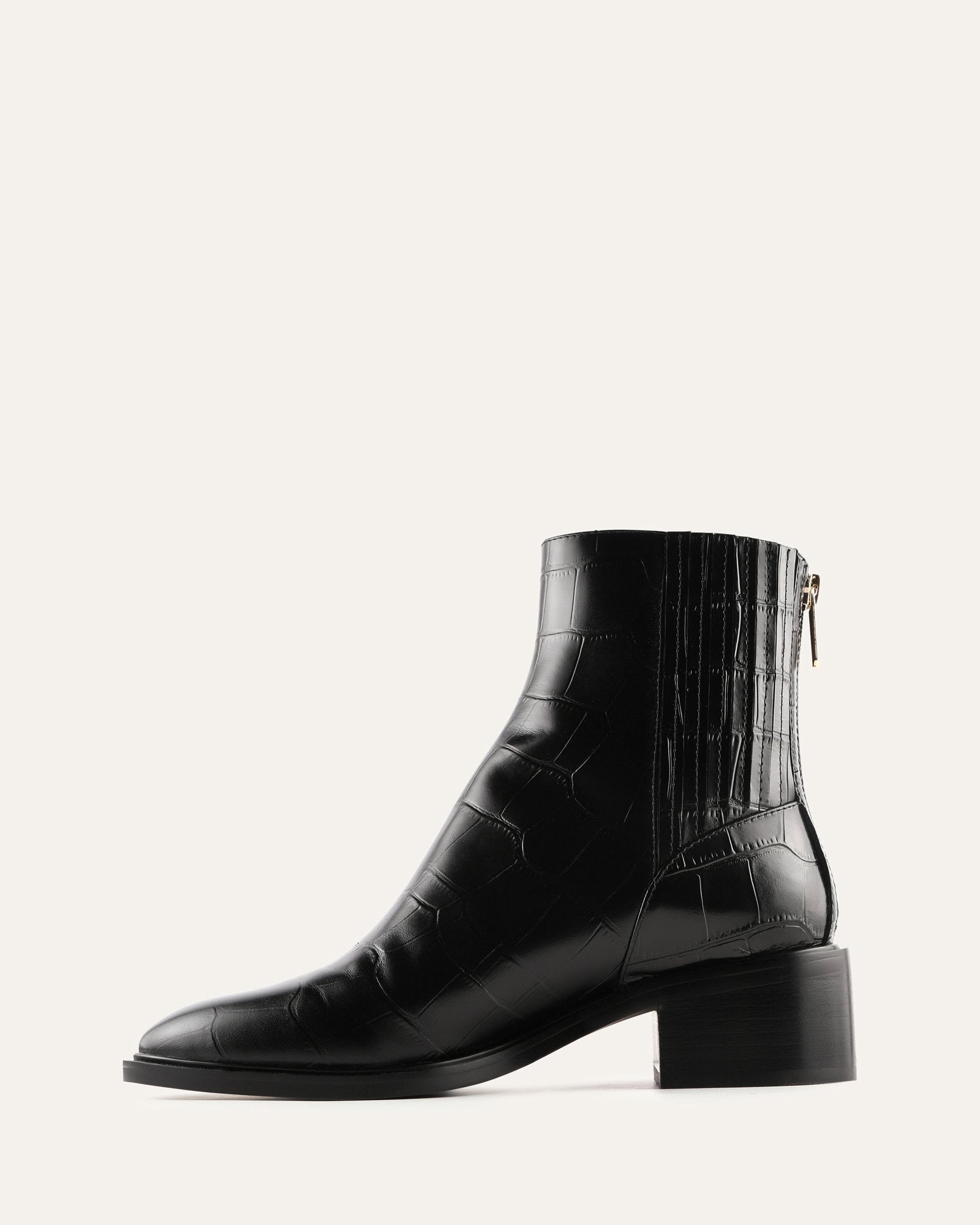 MASON FLAT ANKLE BOOTS BLACK CROC image