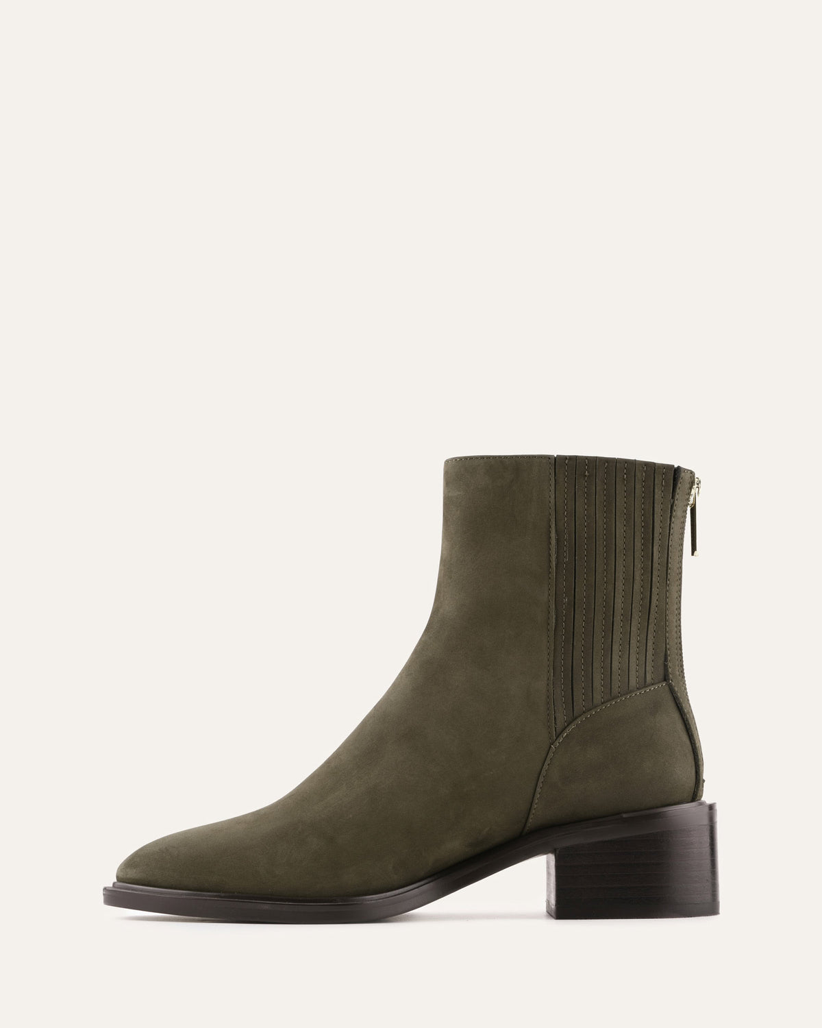 Green ankle boot on a white background