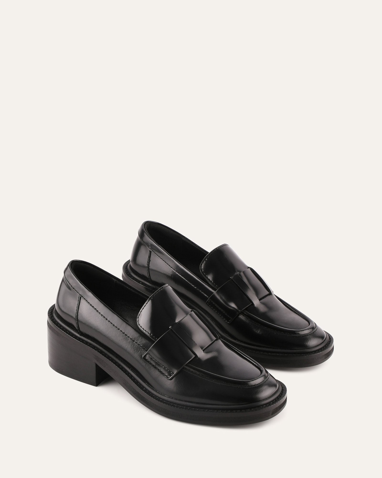 MATTHIAS LOW HEELS BLACK LEATHER - Jo Mercer