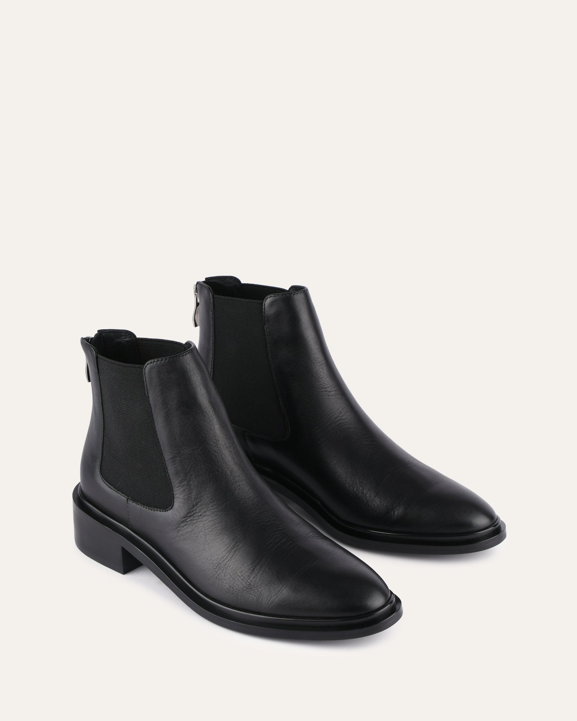 MELROSE FLAT ANKLE BOOTS BLACK LEATHER image