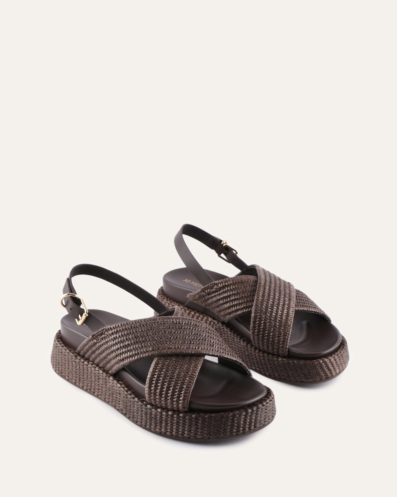 MIKEY FLAT SANDALS BITTER CHOC RAFFIA image