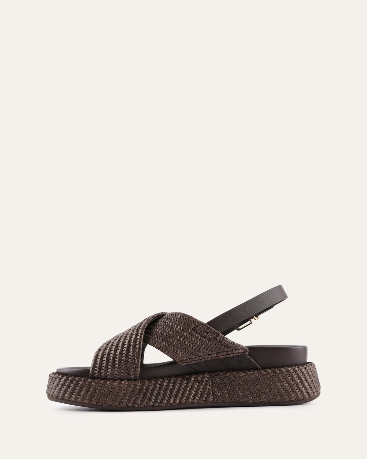 MIKEY FLAT SANDALS BITTER CHOC RAFFIA