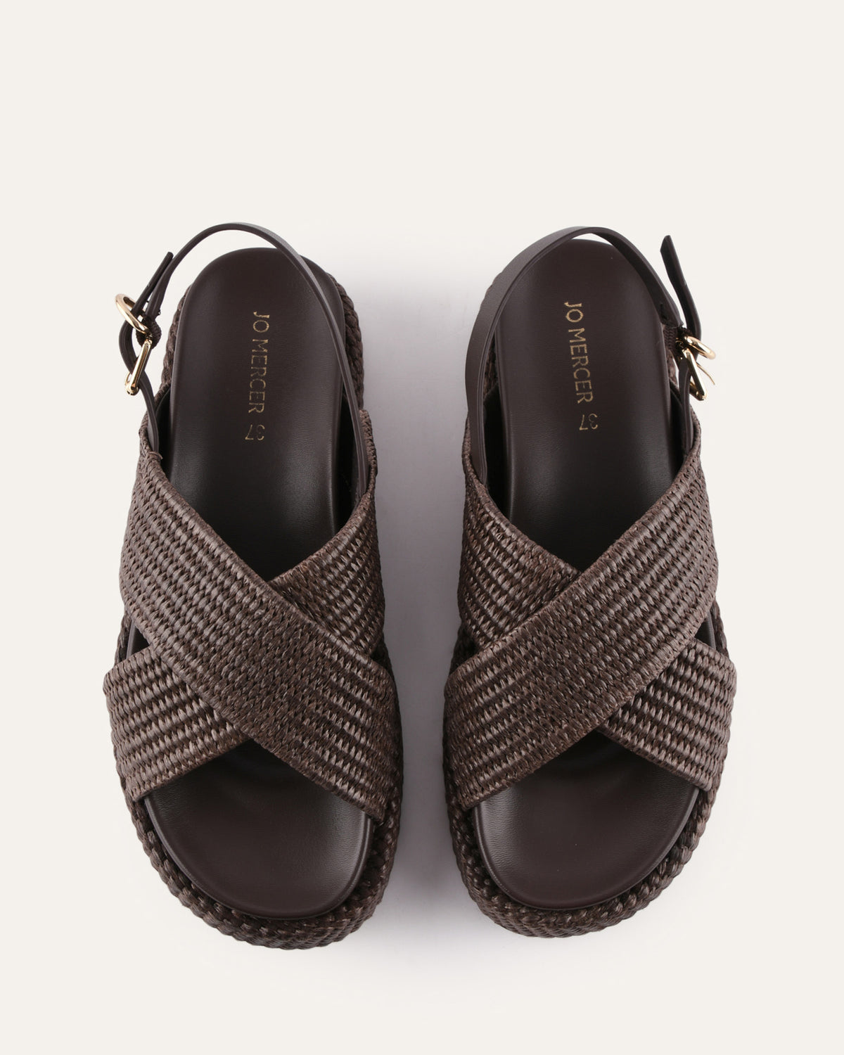 MIKEY FLAT SANDALS BITTER CHOC RAFFIA