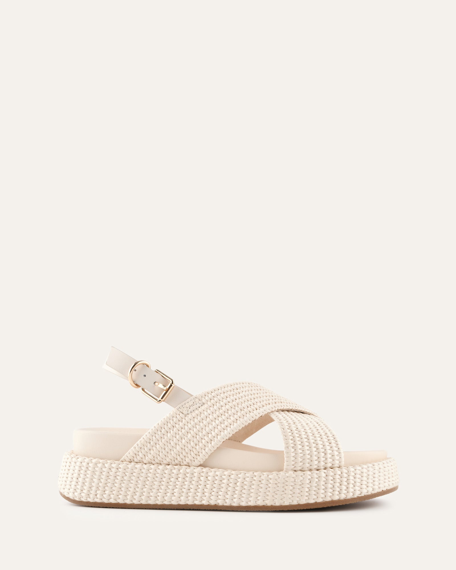 MIKEY FLAT SANDALS OFF WHITE RAFFIA image
