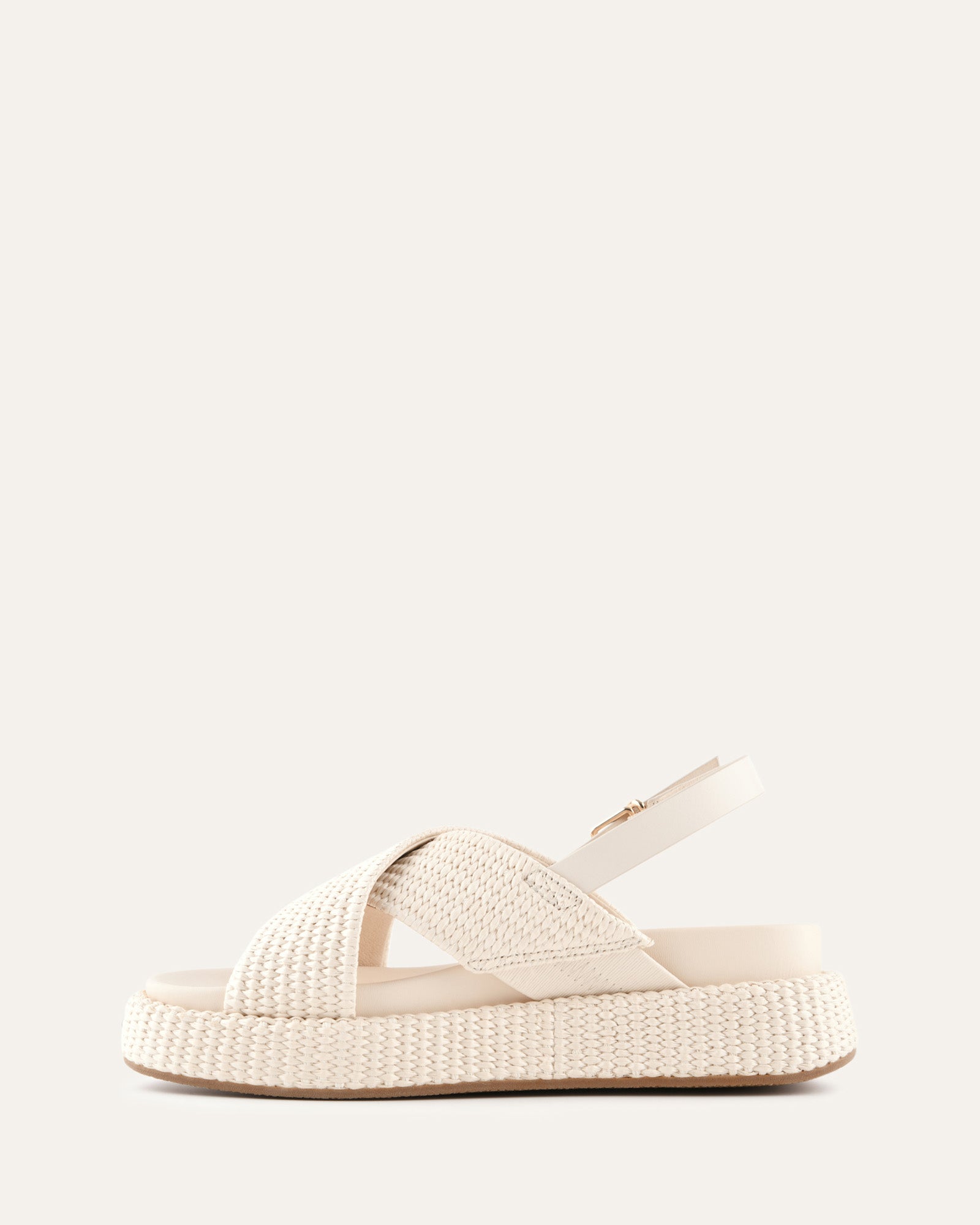 MIKEY FLAT SANDALS OFF WHITE RAFFIA image