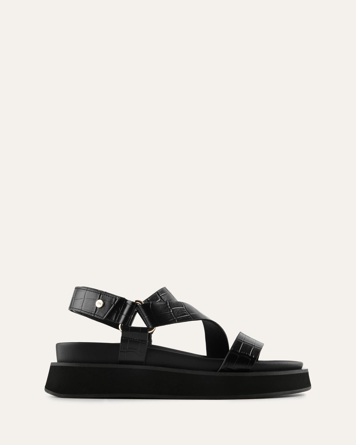 MIRANDA FLAT SANDALS BLACK CROC