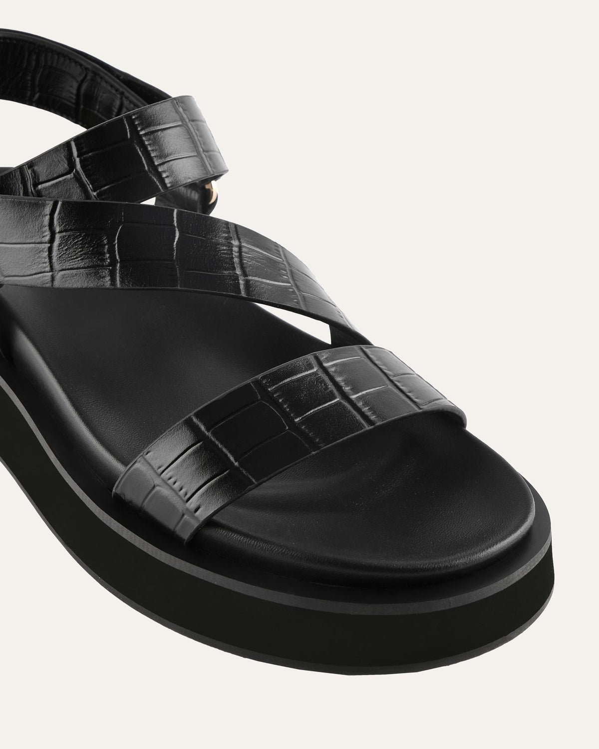 MIRANDA FLAT SANDALS BLACK CROC